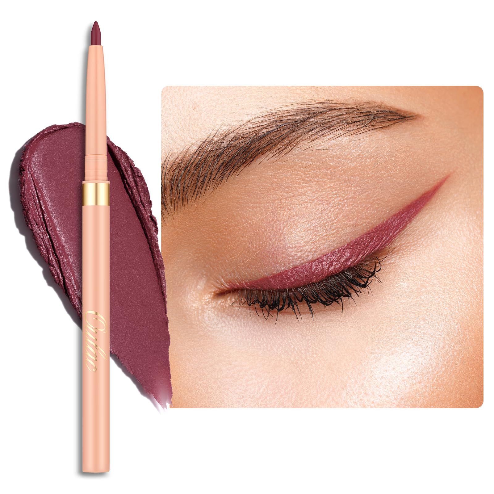 Oulac Rose Retractable Eyeliner Pencil 2In1 Waterproof Makeup Pen For Eye Liner And Lip Liners, Smooth And Creamy, Long Lasting