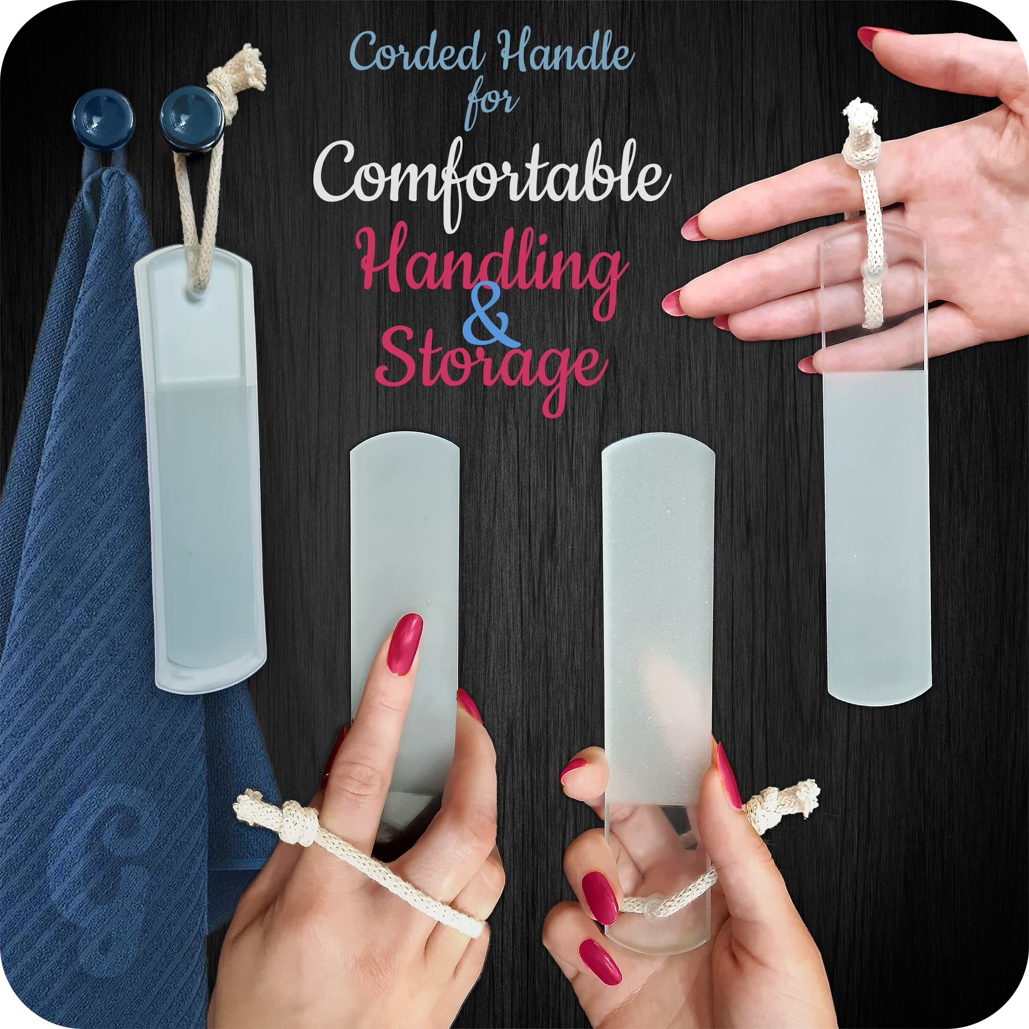 Genuine Czech Glass Foot File - Two-Sided Different Grit Surface, Gentle Callus Remover, Pedicure & Spa Rough Skin Scrubber, Pro
