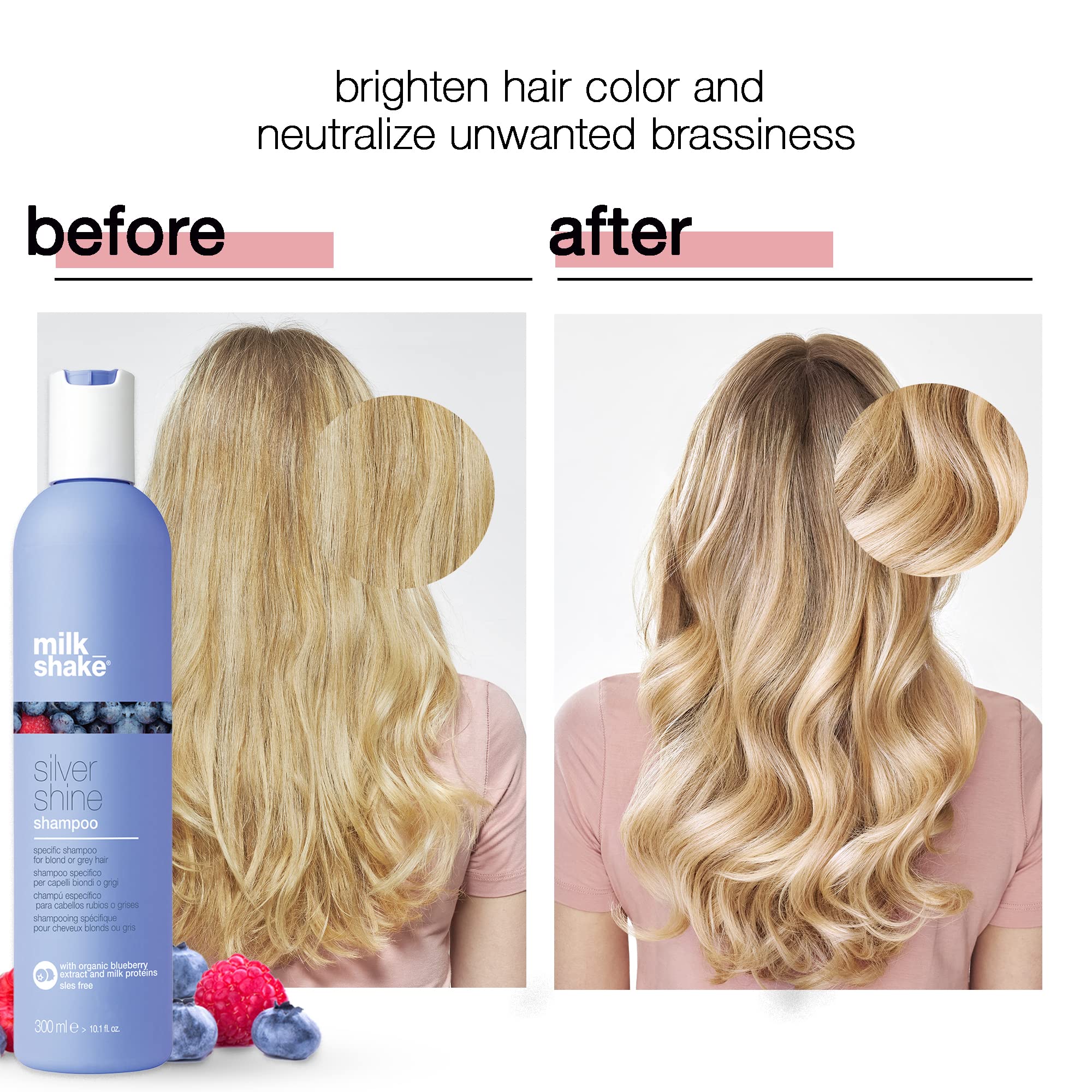 Milk_Shake Silver Shine Purple Shampoo For Blonde Hair - Blonde Toner For Brassy Hair 100% Sles-Free, 101 Fl Oz