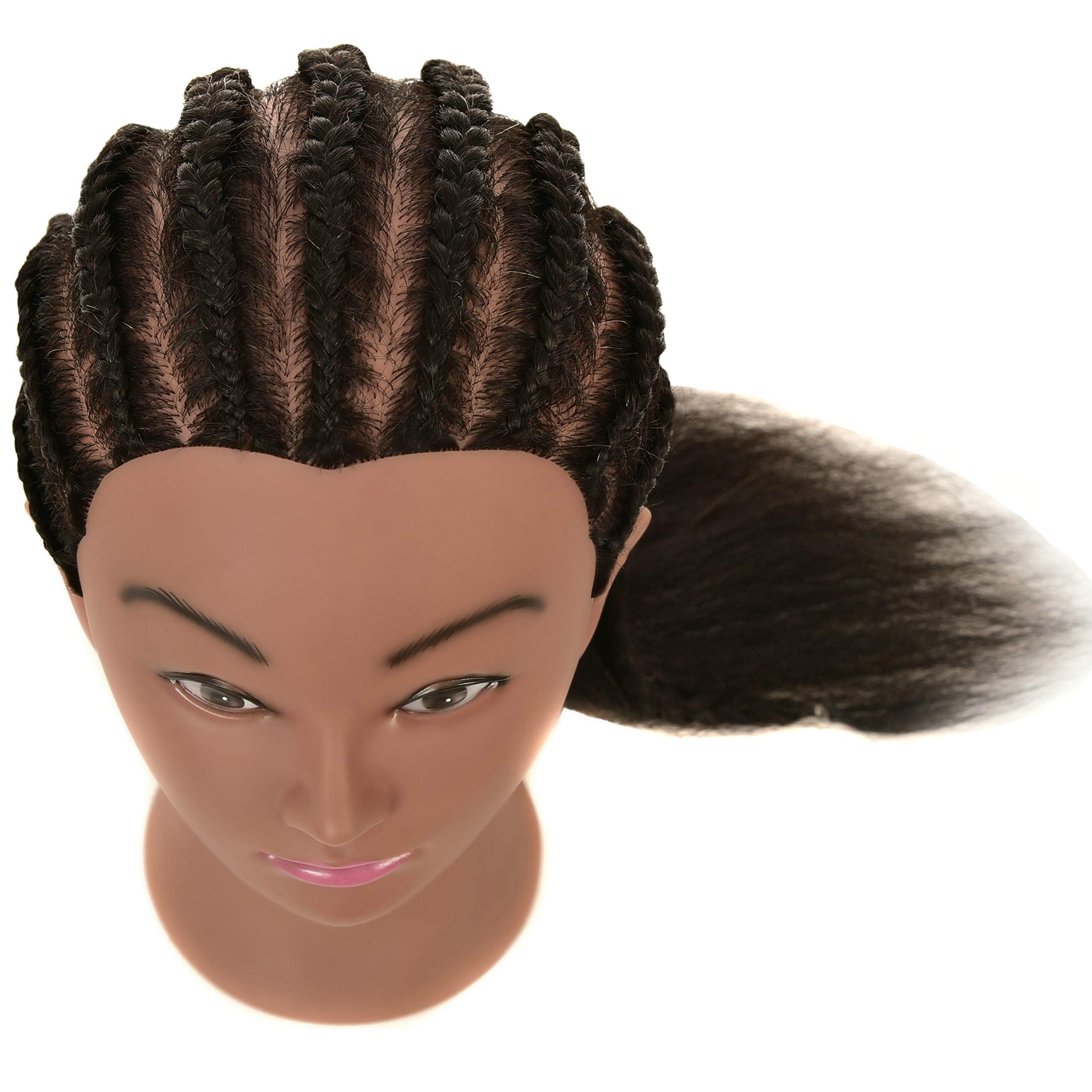 LOHXINHAIR 100% Real Human Hair Mannequin Head Manikin Manican Training Doll Head with Stand for Hairdresser Practice Braiding S