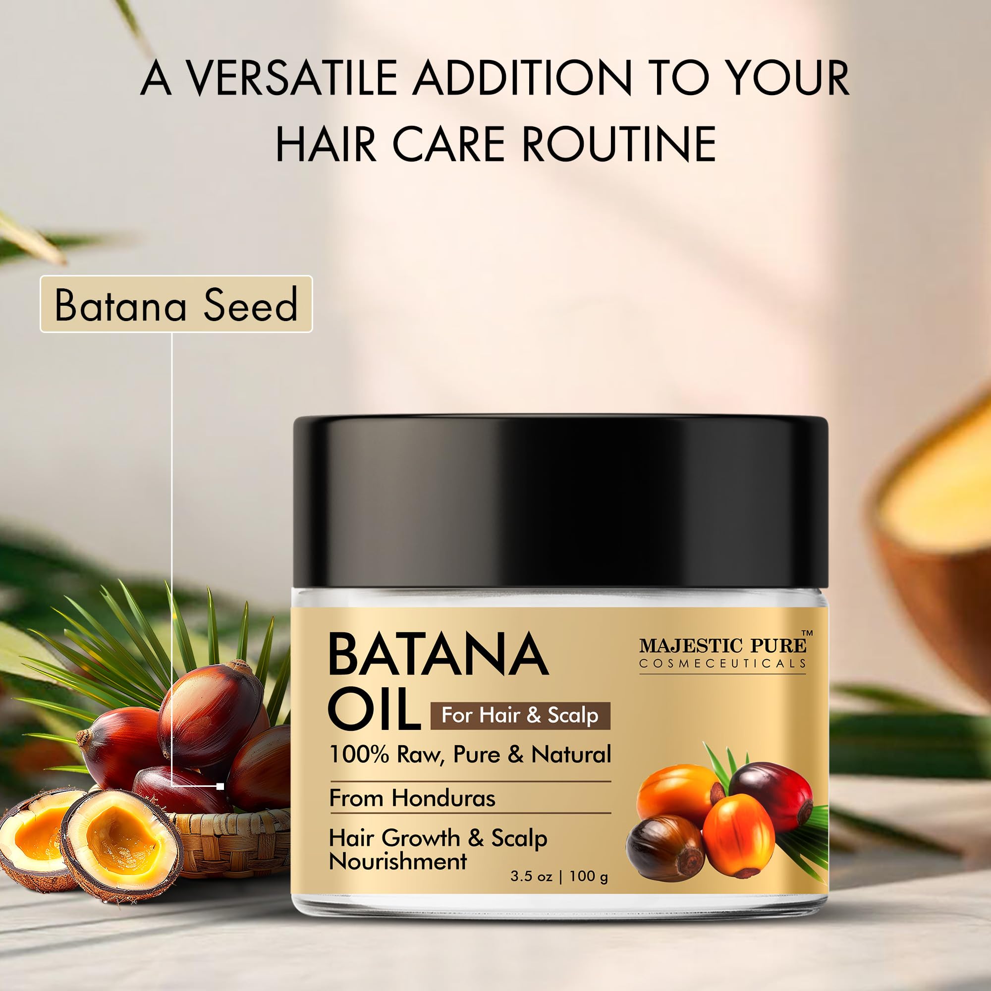Majestic Pure Batana Butter For Hair Growth | Moisturizes Scalp & Hair | Nourishing & Volumizing | 100% Pure & Natural | Peta Ce