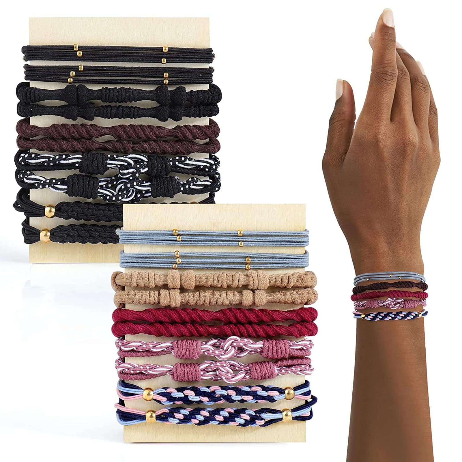 20pcs Boho Hair Tie Bracelets - Elastic Multicolor Hair Accessories for Thick, Thin Hair and Ponytails - No Damage, Cute Styling