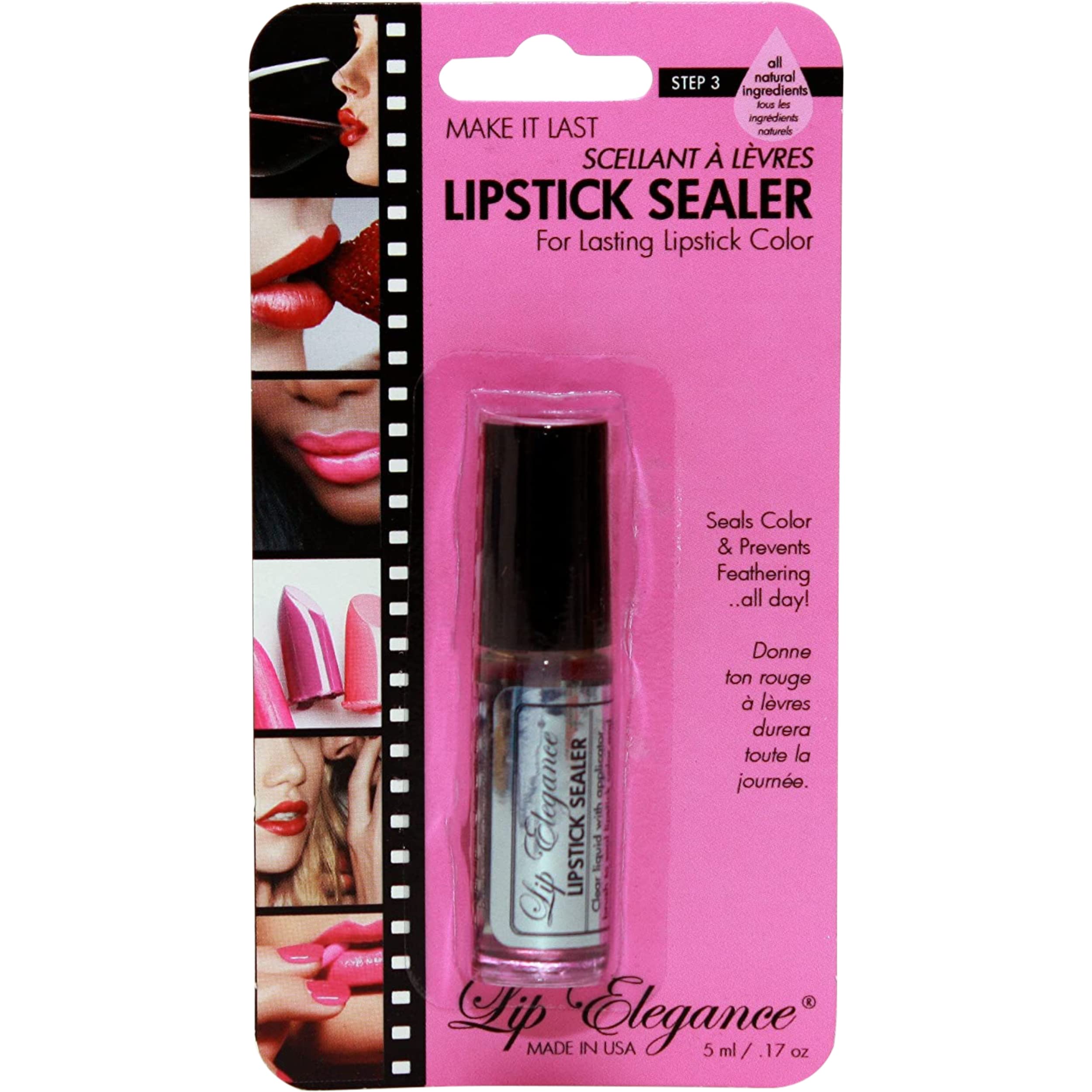 Lip Elegance Lipstick Sealer - Long Lasting Lipstick Sealer With Brush Applicator - Waterproof, Smudge Proof, Oilproof - All Day