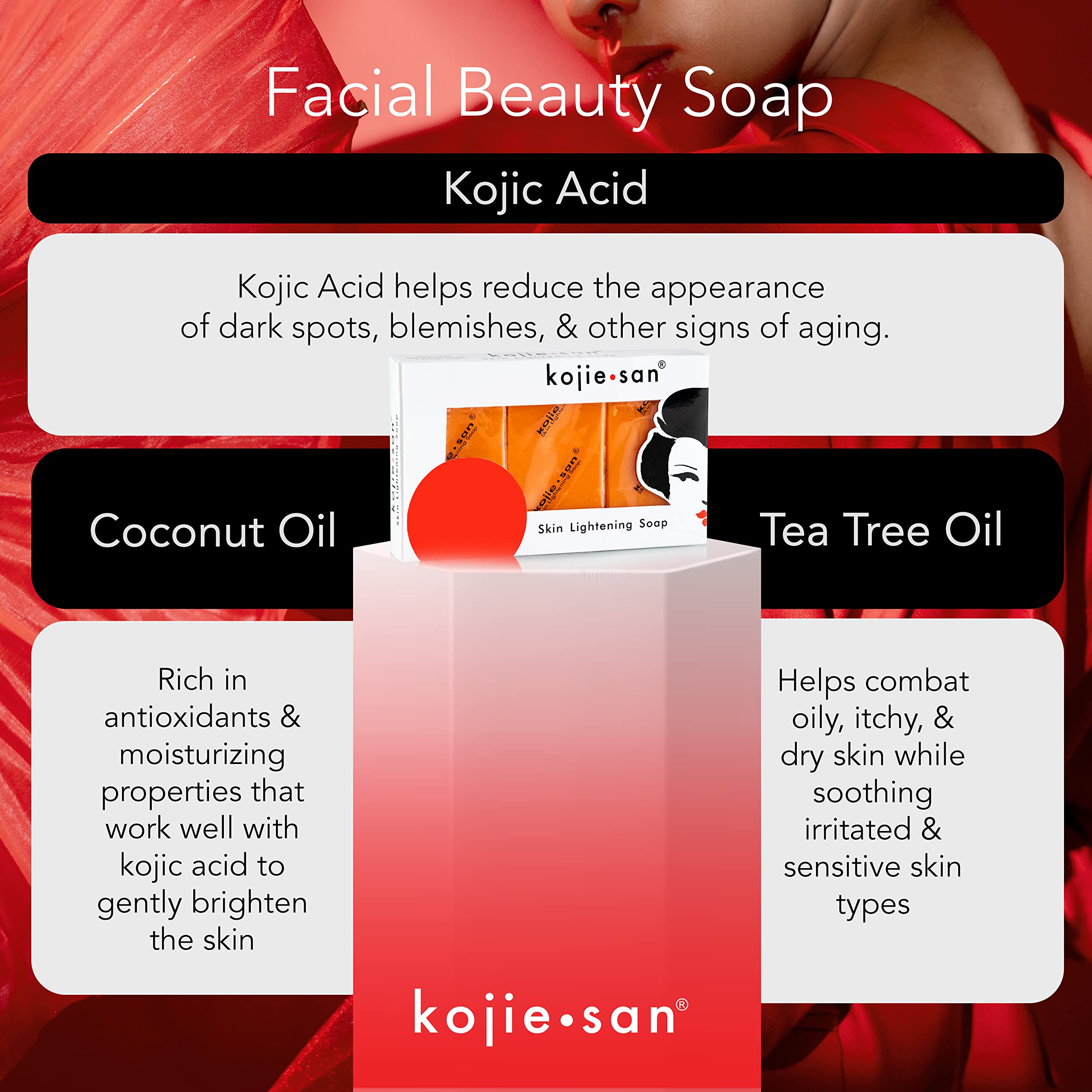 Kojie San Skin Brightening Soap - Original Kojic Acid Soap for Dark Spots, Hyperpigmentation, & Scars - Beauty Bar with Coconut