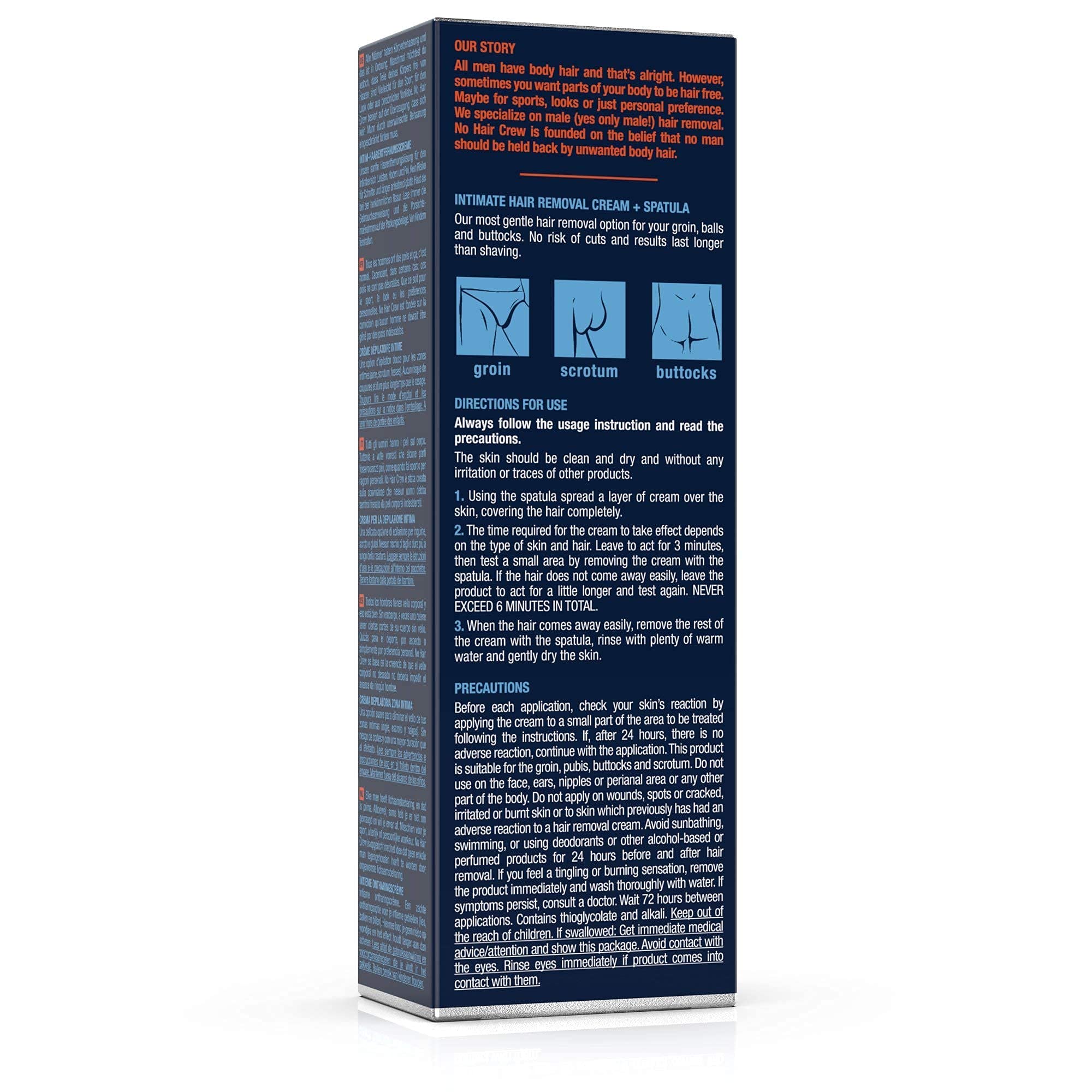 No Hair Crew Intimate/Private At Home Hair Removal Cream For Men - Painless, Flawless, Soothing Depilatory For Unwanted Coarse M
