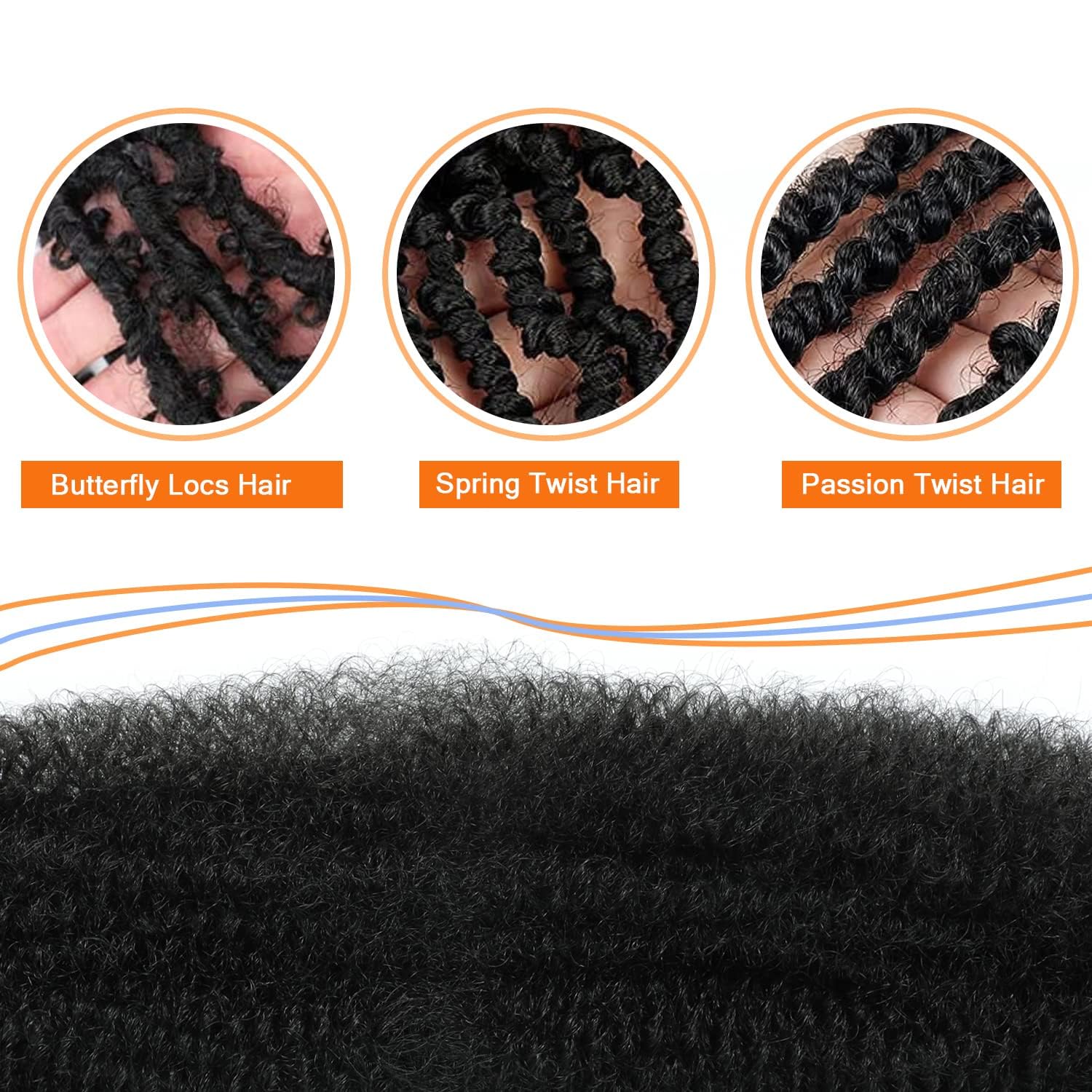 Springy Afro Twist Hair 10 Inch 6 Packs Pre Fluffed Marley Twist Braiding Hair For Black Women (10 Inch, 6 Packs, 1B)
