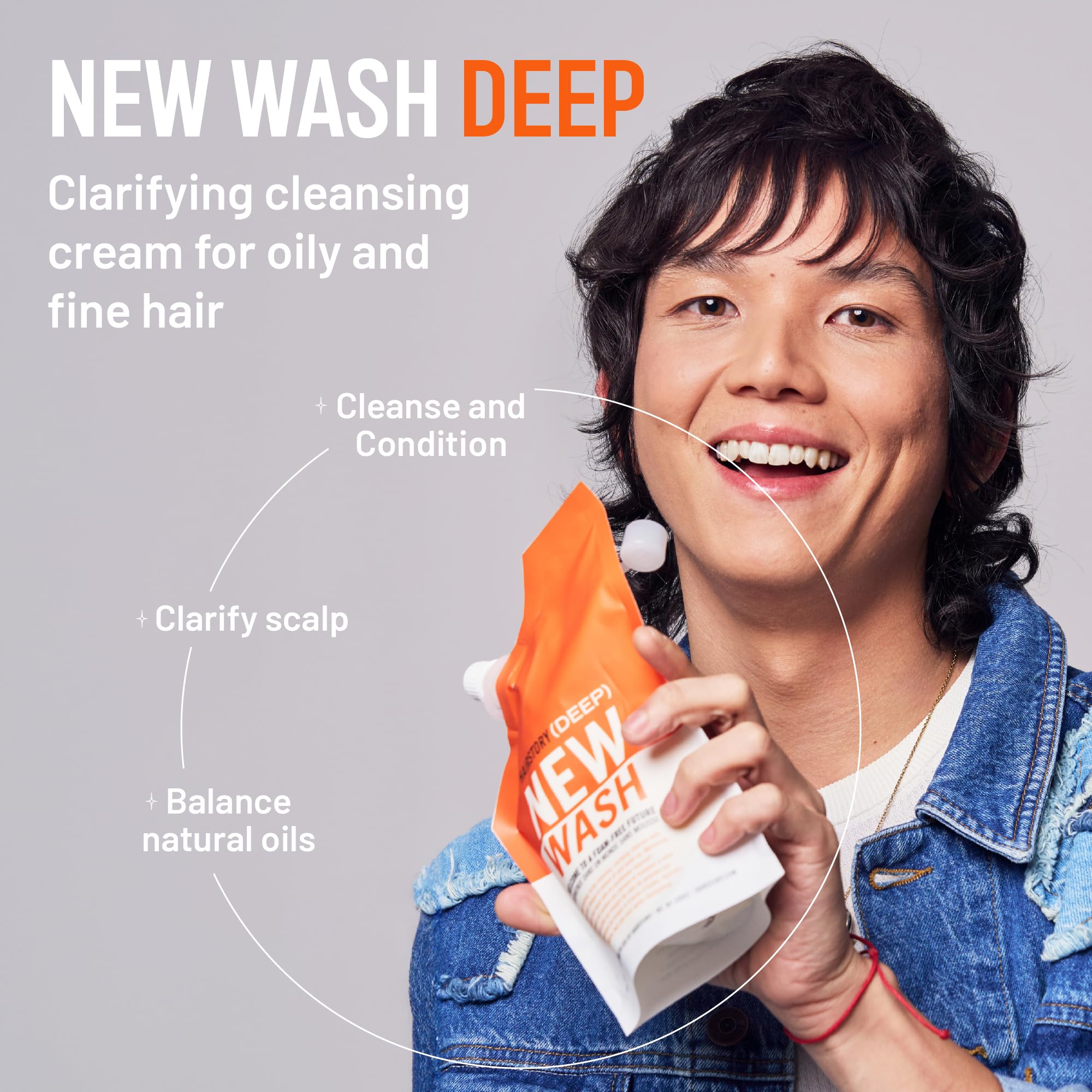 Hairstory New Wash Deep Clean Refill, Clarifying Cleansing Cream, 20oz, Detergent Free Shampoo & Conditioner for Oily & Fine Hair