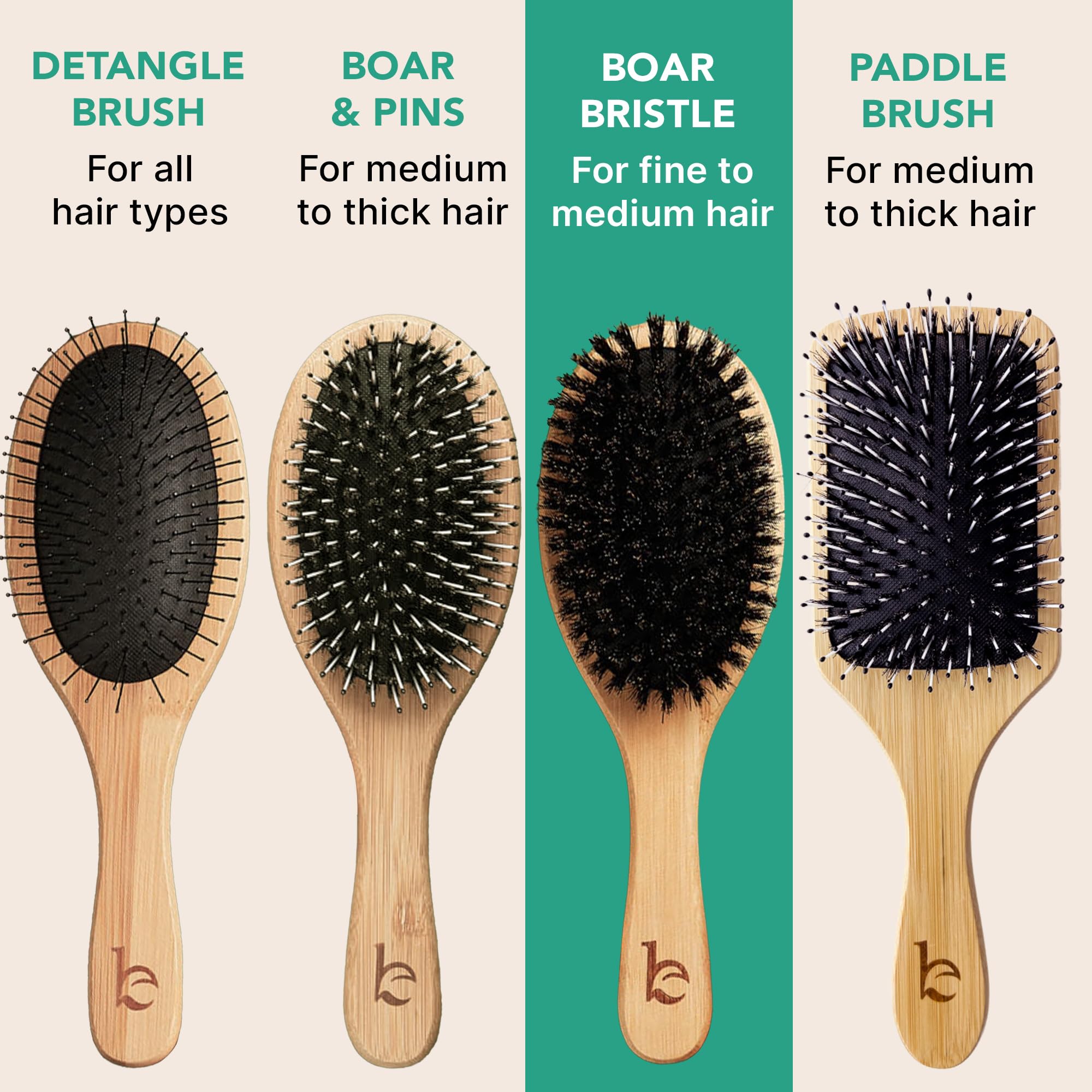 Boar Bristle Hair Brush - Natural Boars Bristle Hairbrush For Women, Men & Kids, Soft Bristles For Thin And Fine Hair, Anti-Friz