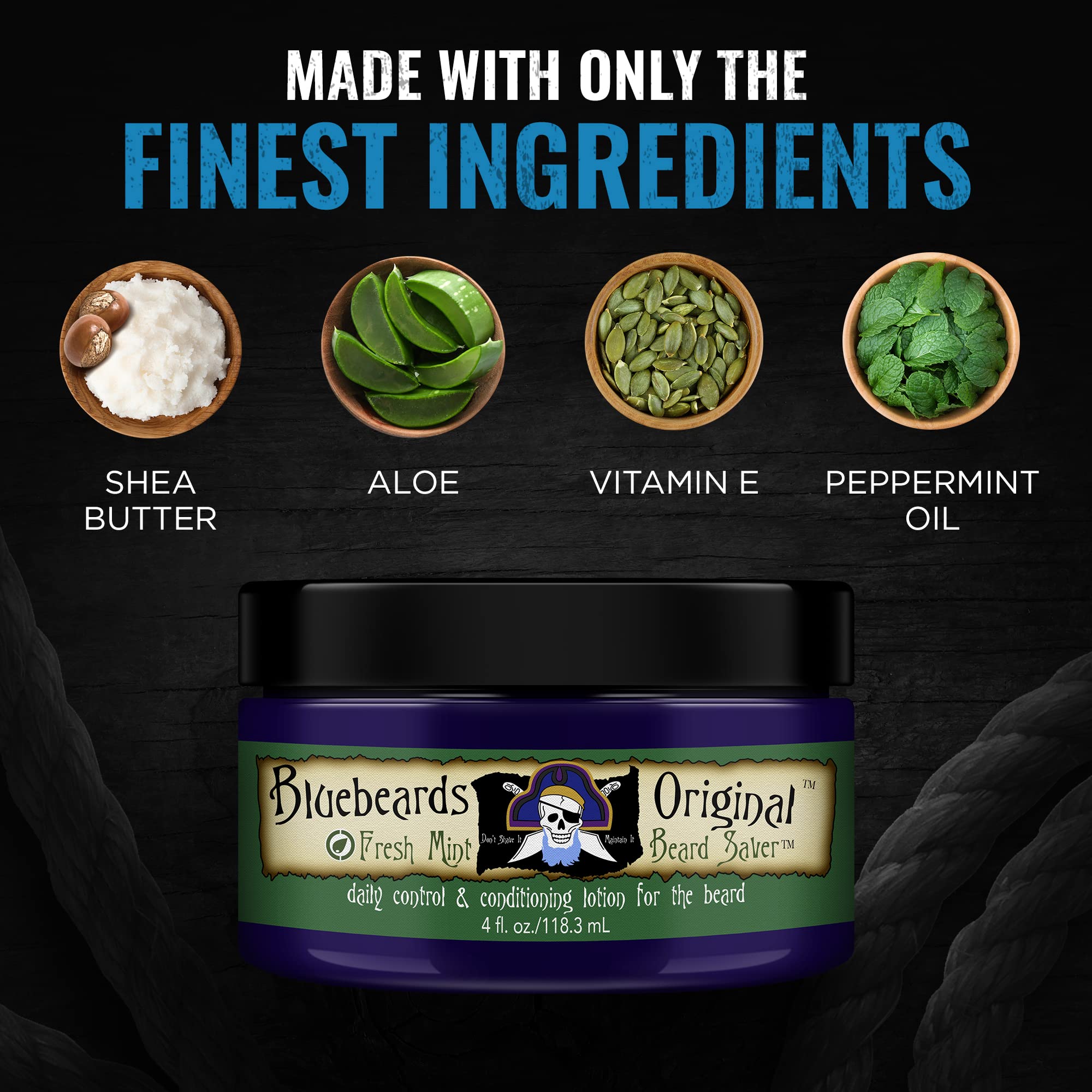Bluebeards Original Fresh Mint Beard Saver, 4 Oz. - Leave In Beard Conditioner For Men With Aloe & Peppermint Oil - Beard Soften
