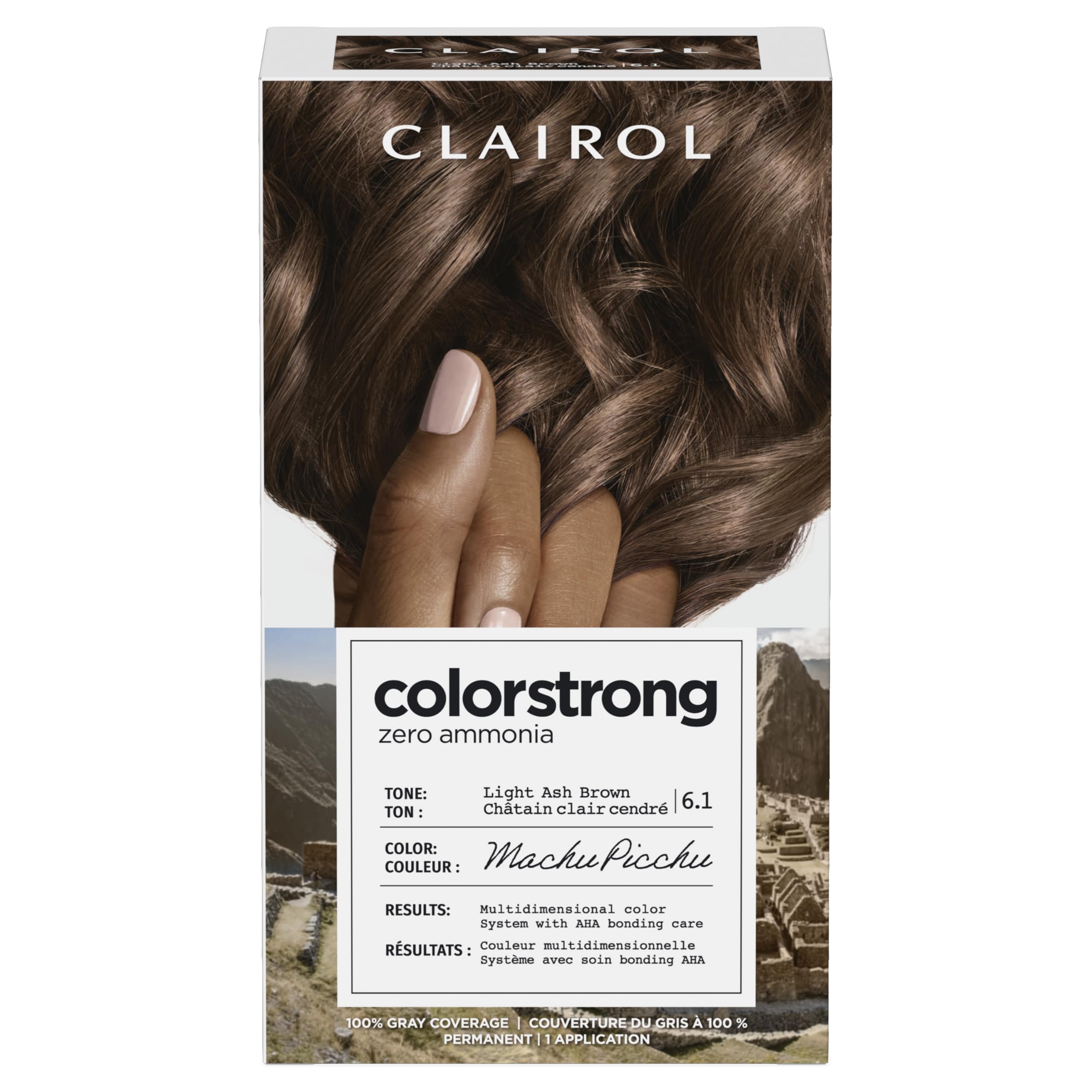 Clairol ColorStrong Permanent Zero Ammonia Hair Dye, 6.1 Light Ash Brown  Machu Picchu Hair Color, Pack of 1