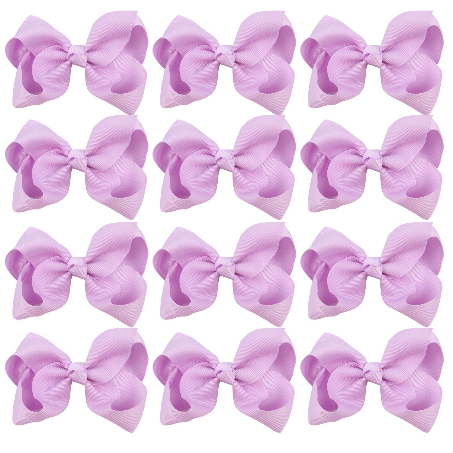 4 Inch Boutique Girls Hair Bows Hair Clips for Baby Girls Toddlers 12 Pcs Solid Color (Lavender)