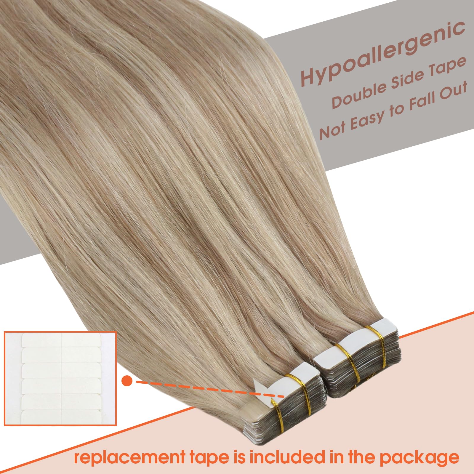 Sunny Hair Tape In Hair Extensions Human Hair Ash Blonde Highlights Tape In Hair Extensions Ash Blonde Mix Blonde Hair Extension