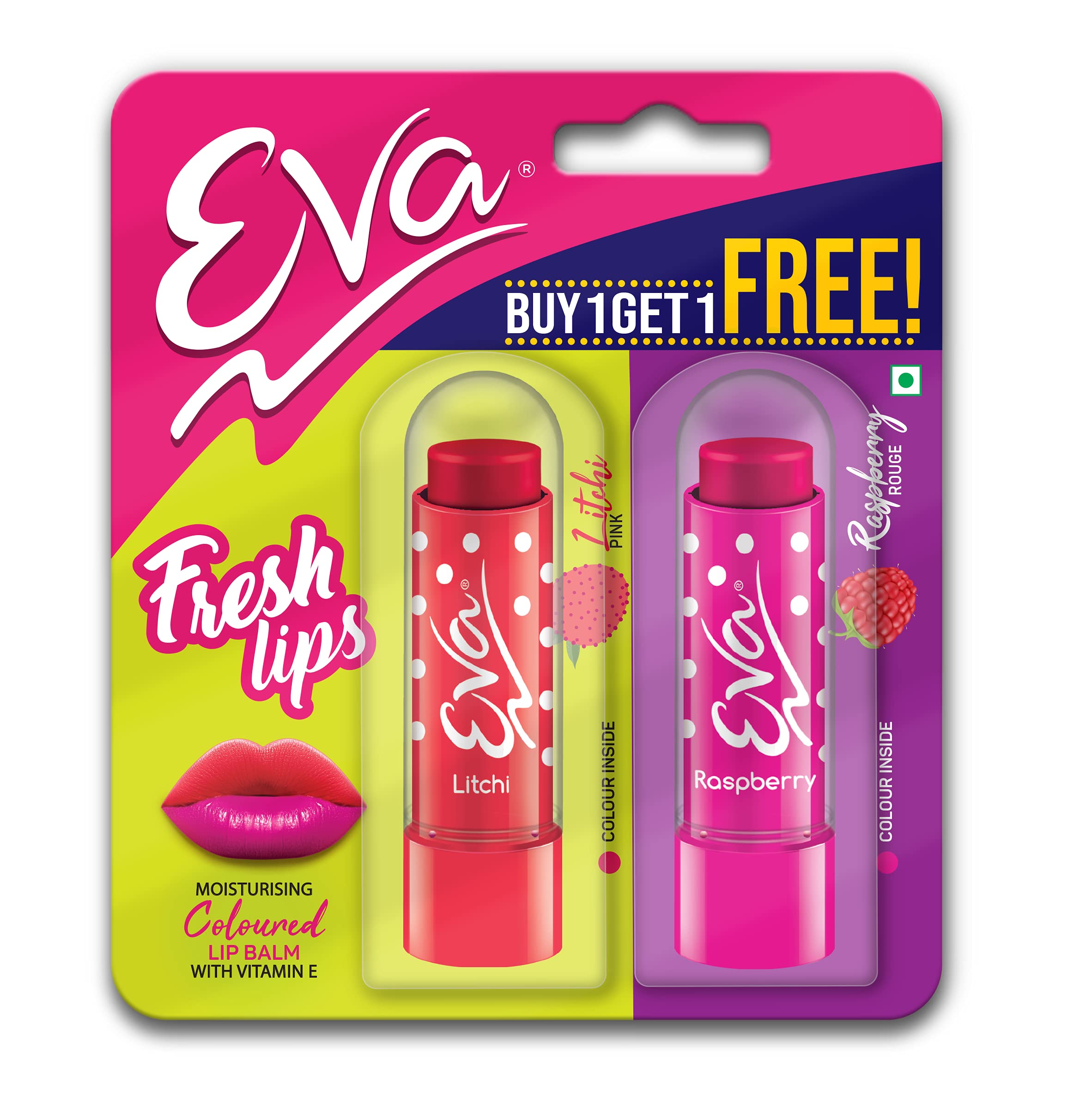 Eva Fresh Lips 4.5 Gram 1+1 (Litchi + Raspberry)