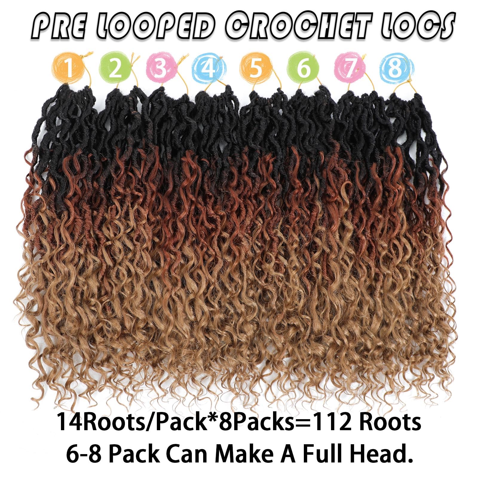 Col Bling Ombre Goddess Locs Crochet Hair 14 Inch 8 Packs Faux Locs Crochet Hair For Women 3 Tone Boho River Locs Crochet Hair W