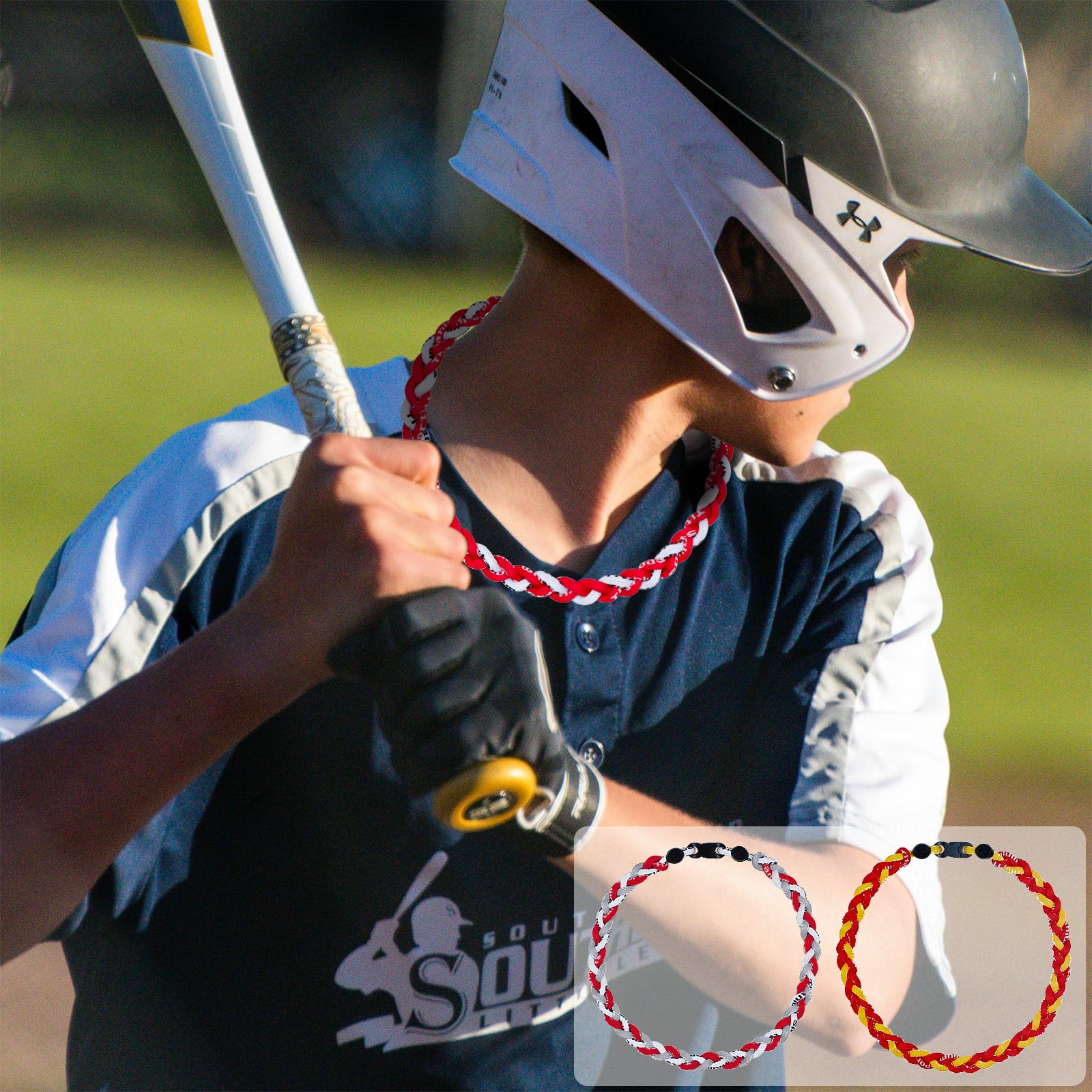 SUPBOMM 3 pcs Baseball Rope Necklaces, League Team Colors Braided Necklace, Baseball Team Gifts, STLCardinals