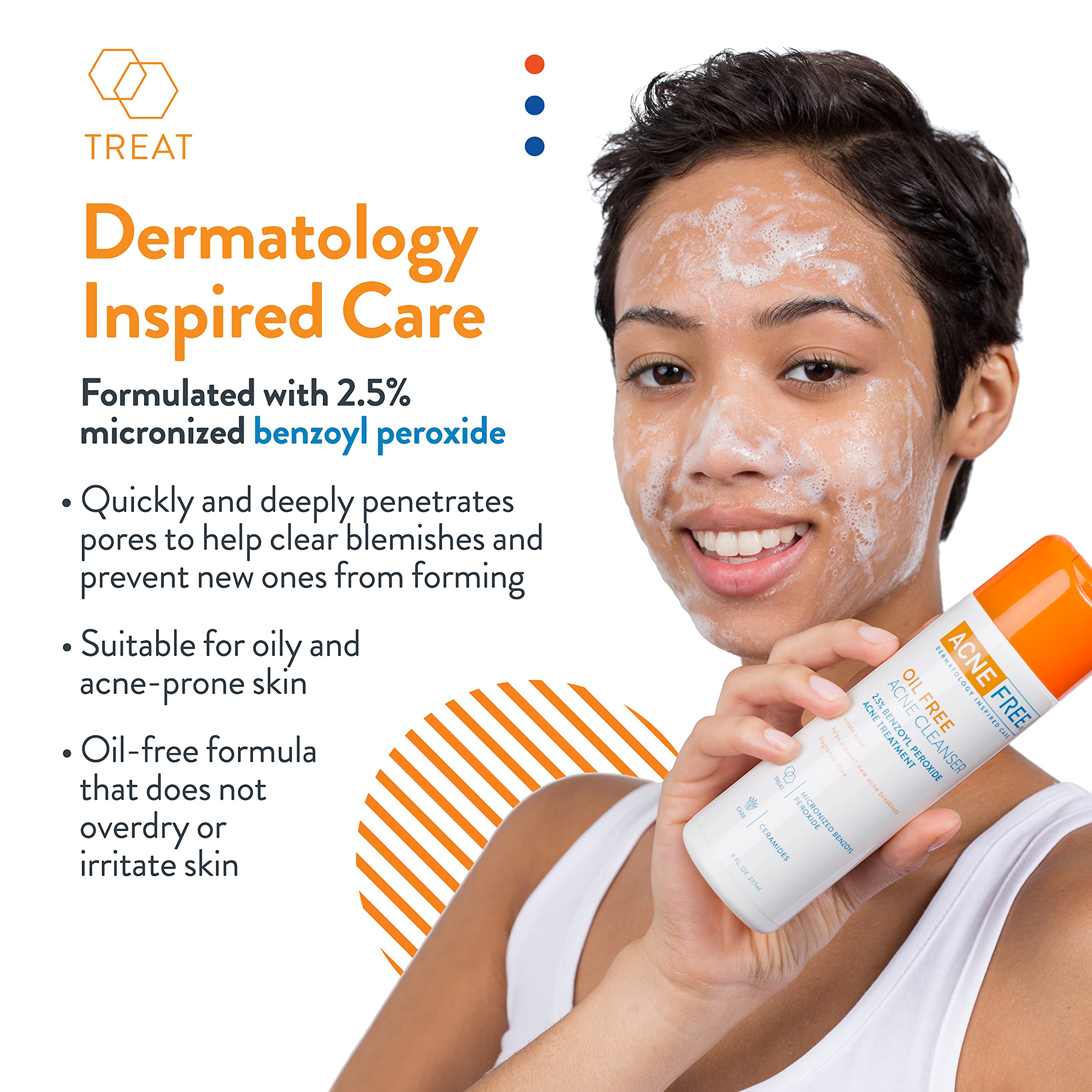 Acnefree Oil-Free Acne Cleanser For Oily Skin And Acne Prone Skin Formulated With Benzoyl Peroxide 2.5%, Helps Clear Blemishes A
