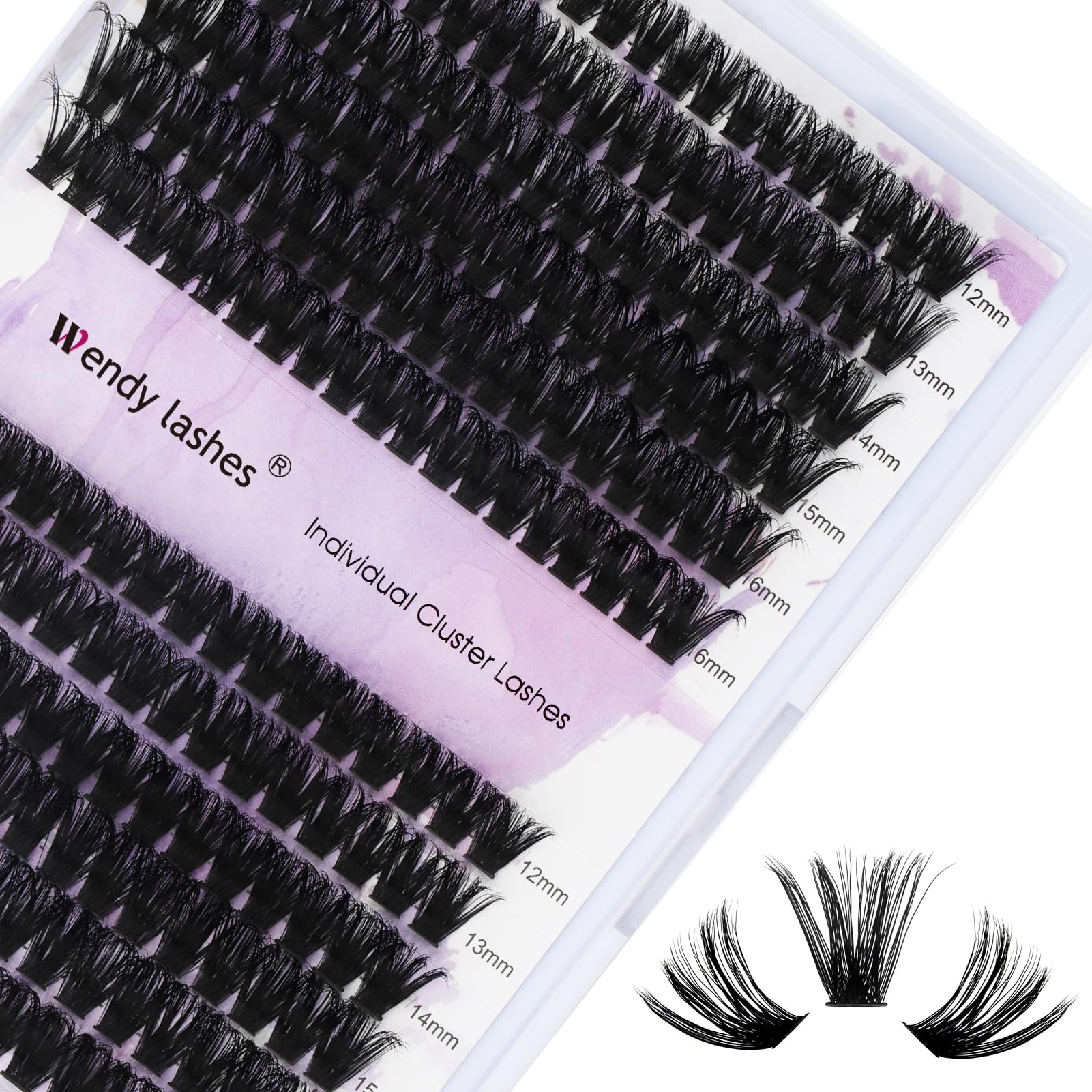 Lash Clusters 60D/80D Eyelash Clusters Fluffy DIY Lash Extensions Wispy D Curl Lashes Clusters Mixed Length 12-16mm Fluffy Indiv