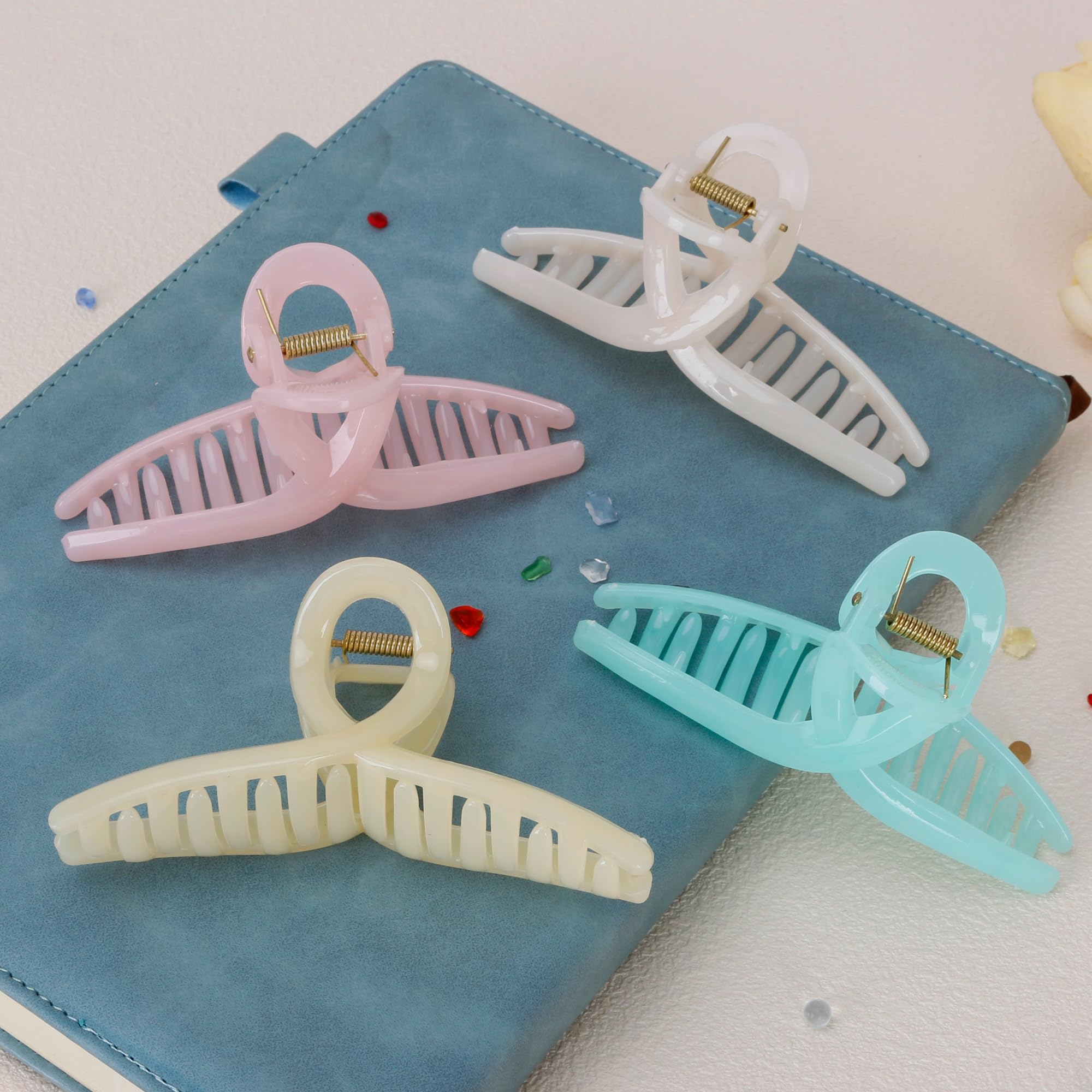 Hair Claw Clips Butterfly Claw Clips for Women 4.3'' Medium Size Hair Clips Jelly Hair Claw for Girl's Hair Accessories for Thin