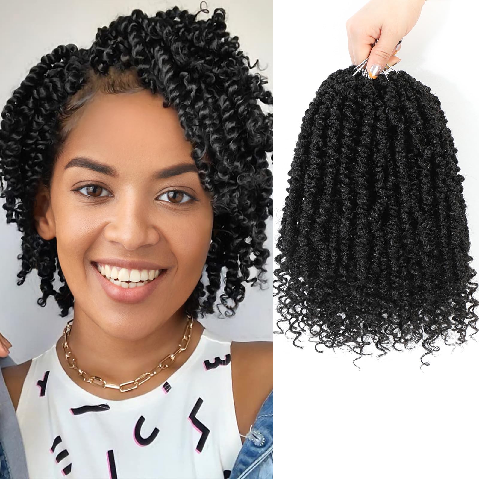 Passion Twist Crochet Hair,Passion Twist Hair 8 Inch,8 Packs Pre-twisted Passion Twist Hair,Short Passion Twist Crochet Braids,P