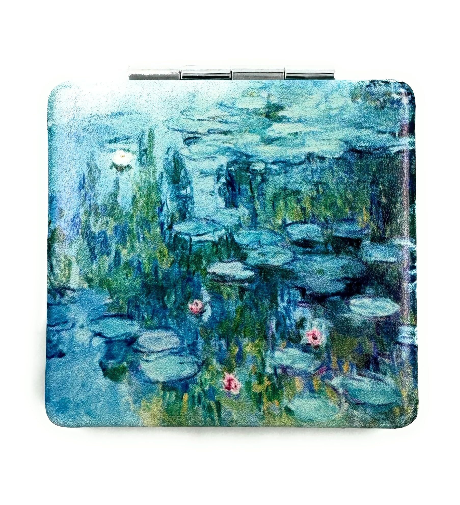 Aeisage Small Handbag Mirror Monet Compact Mirror For Girls Purse Mirror Folding Pu Leather Mirror Water Lilies Travel Mirror Co