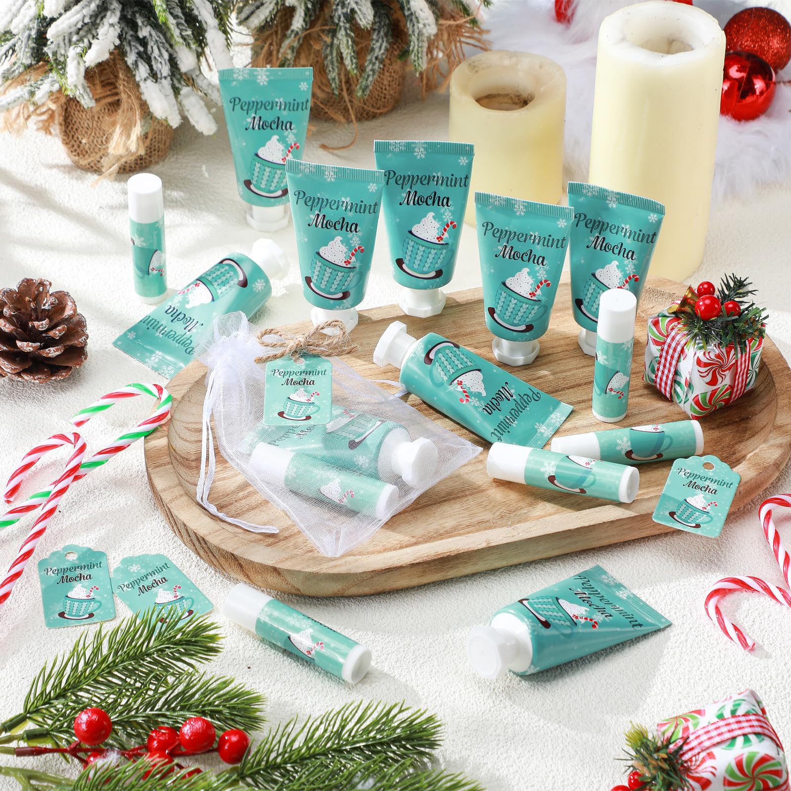 Dansib 24 Sets Hand Cream and Lip Balm Gift Bridal Baby Shower Party Supply Travel Size Hand Lotion and Lip Balm Bulk with Organ