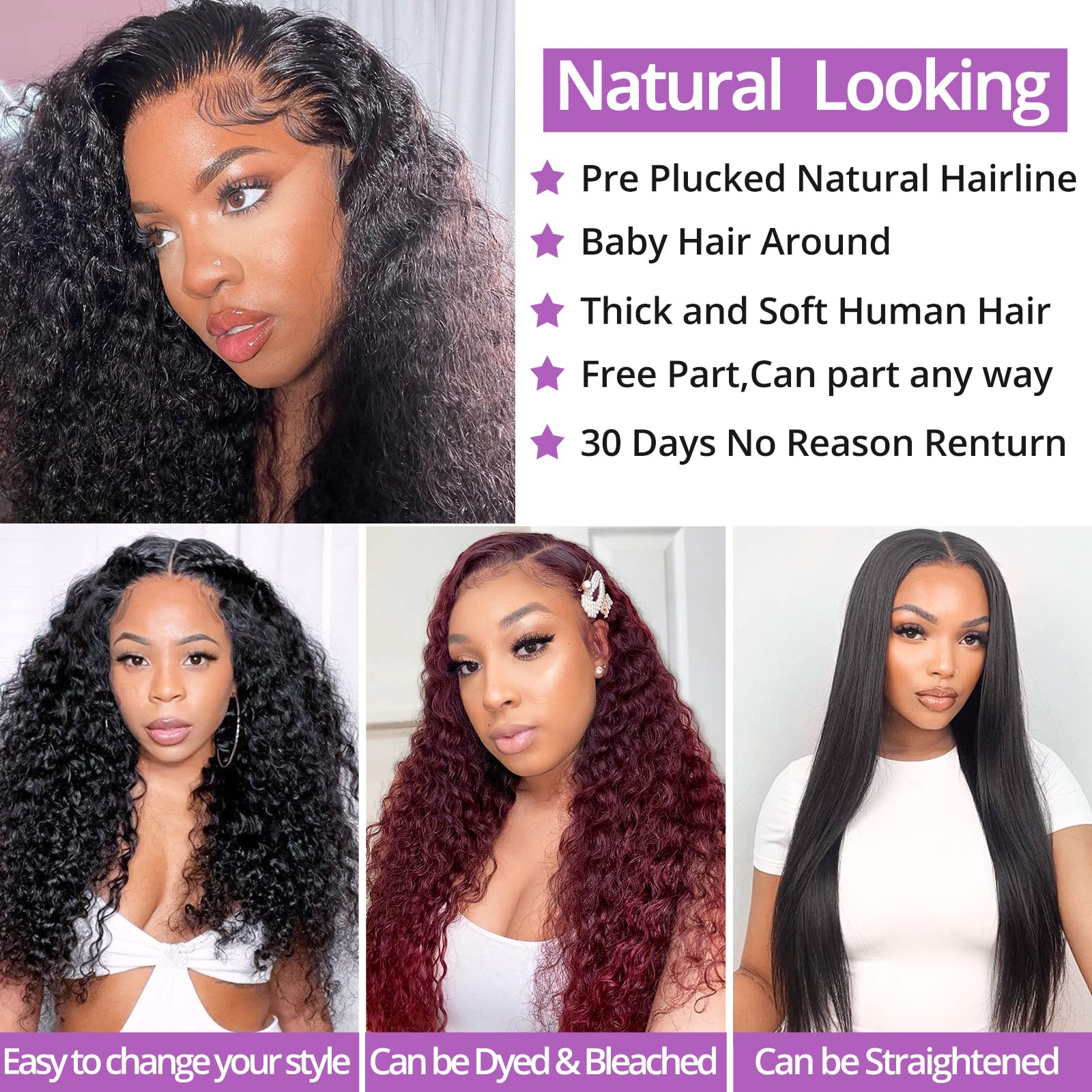 Aisi Deep Wave Lace Closure Wigs Human Hair 180% Density Wigs For Black Women 4X4 Transparent Lace Front Wigs Human Hair Glueles