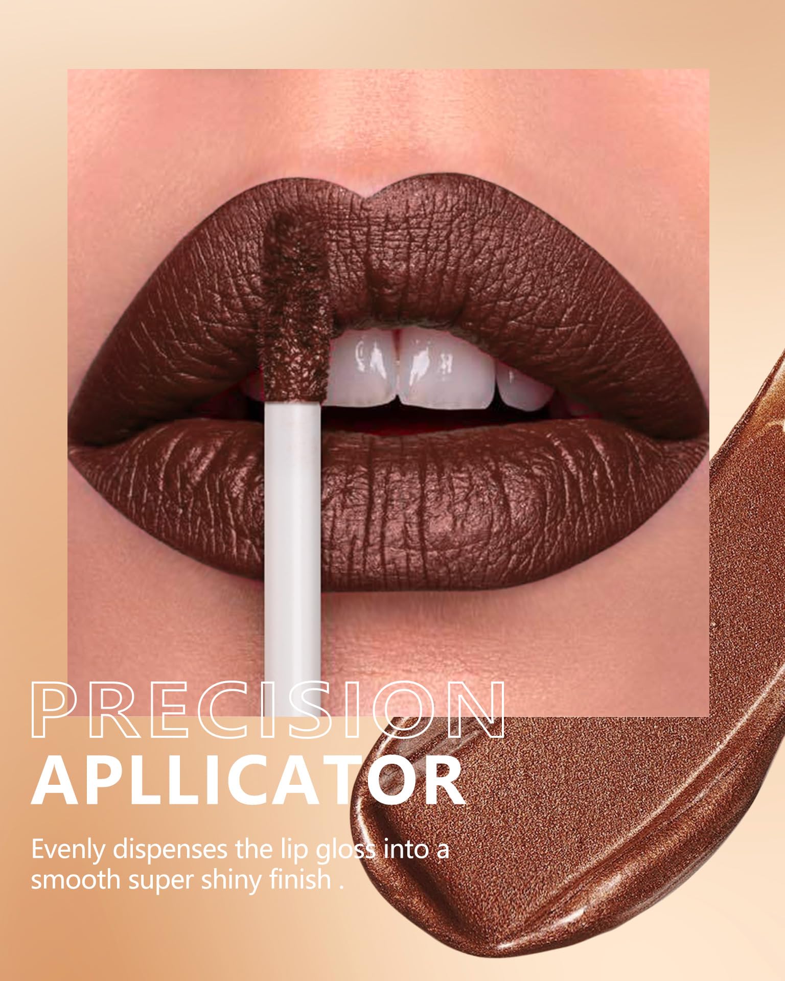 Maki Yika Brown Lipstick For Women Metallic Lipsticks Glitter Long Lasting Lipstick No Smudge No Transfer Liquid Lip Gloss (Br04