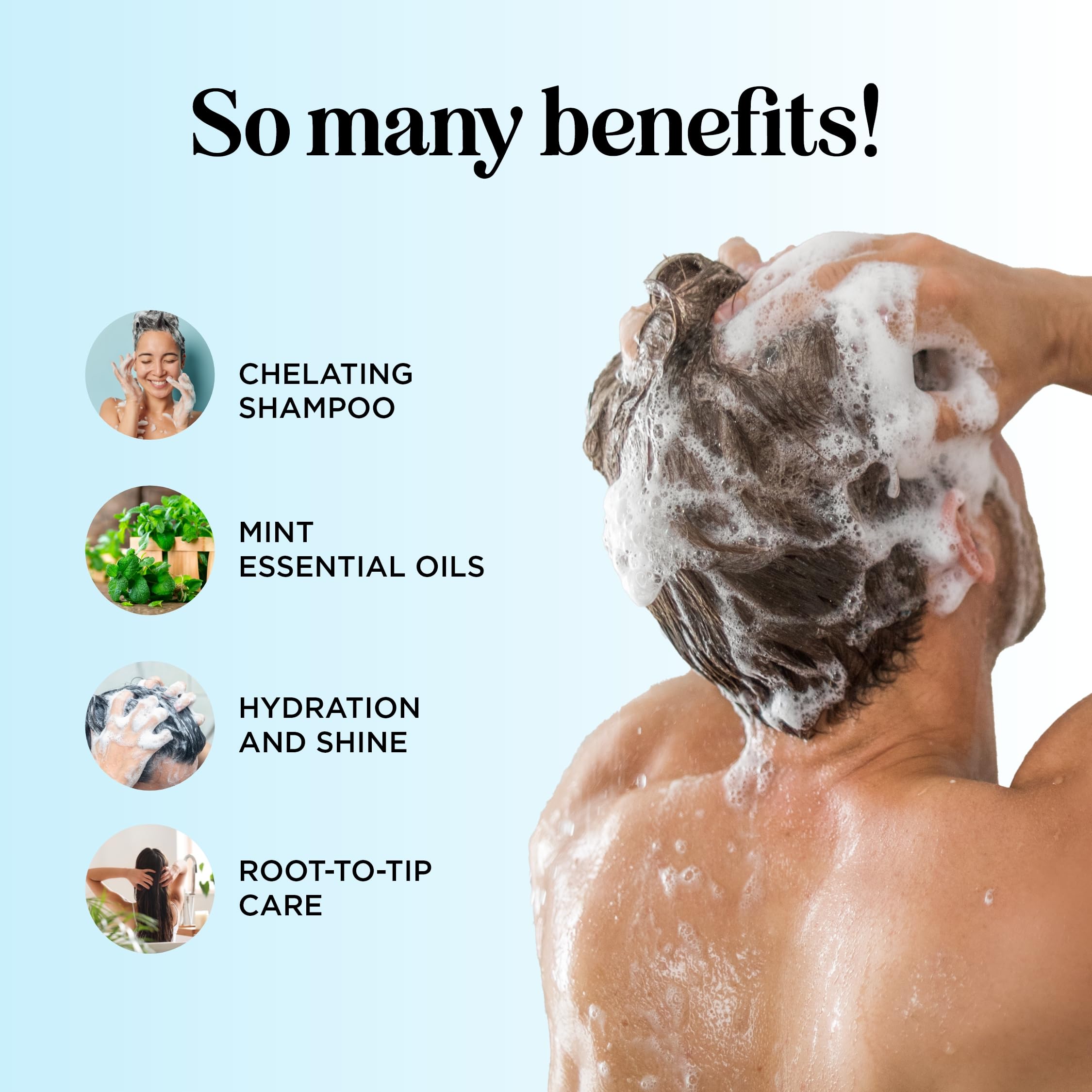 Sulfate Free Shampoo And Conditioner - Hard Water Hair Treatment With Five Mint Essential Oils For Replenishing Hydration And Sh