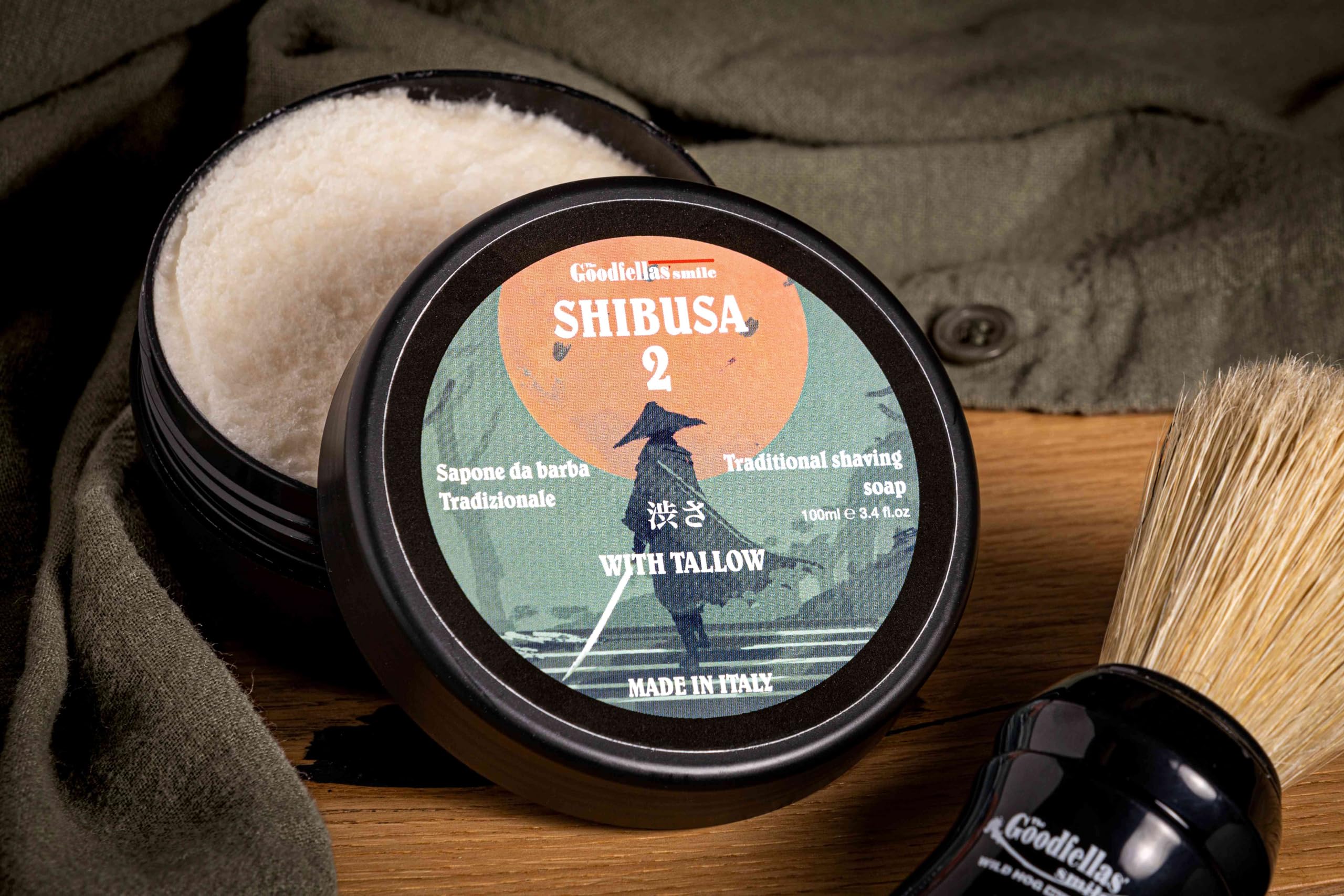 The Goodfellas' Smile, Luxury Shaving Soap With Tallow, Formulated For Use With A Shaving Brush, Made In Italy (Shibusa 2)