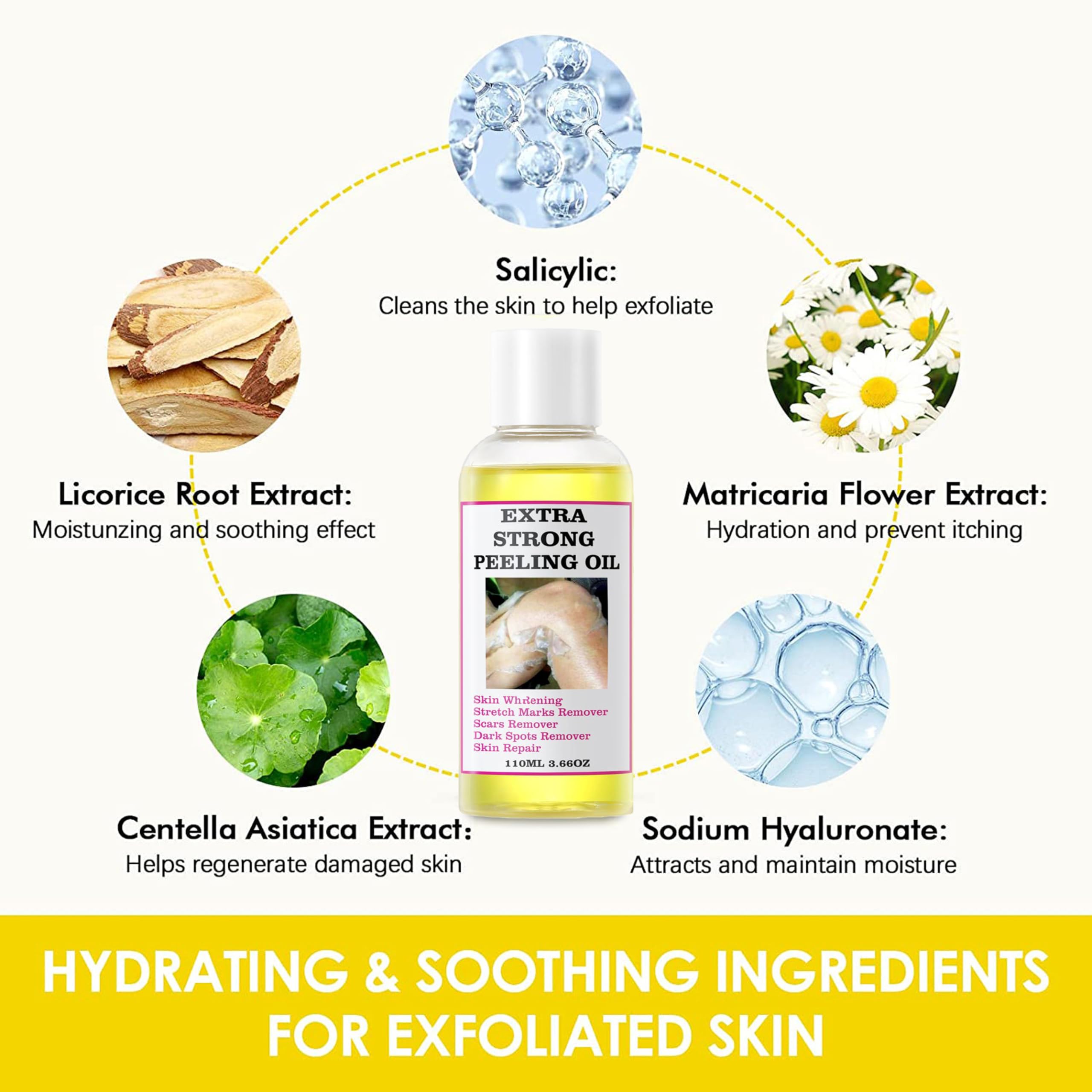 Peeling Oil for Dark Skin, Exfoliating Peeling Solution for Body All Skin Type, Strong Peeling Oil Extra Strength 7.32 FI OZ/220