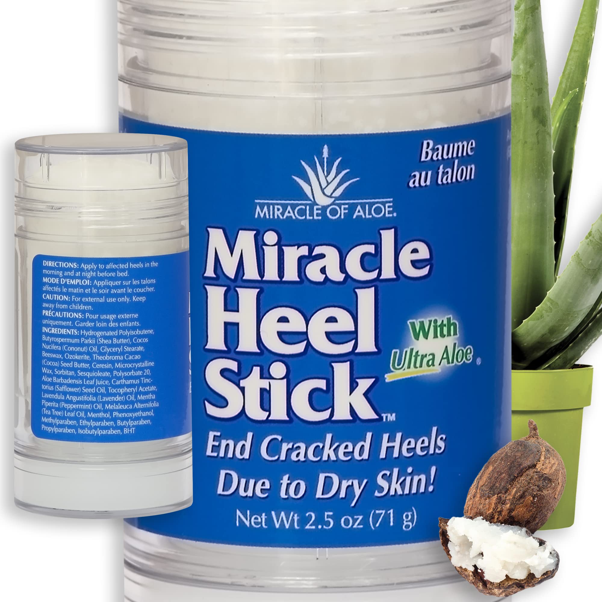 Miracle Of Aloes Miracle Heel Stick - Quick Relief For Rough, Dry, Cracked Heels - Intensive Therapeutic Balm For Severe Dry Fee