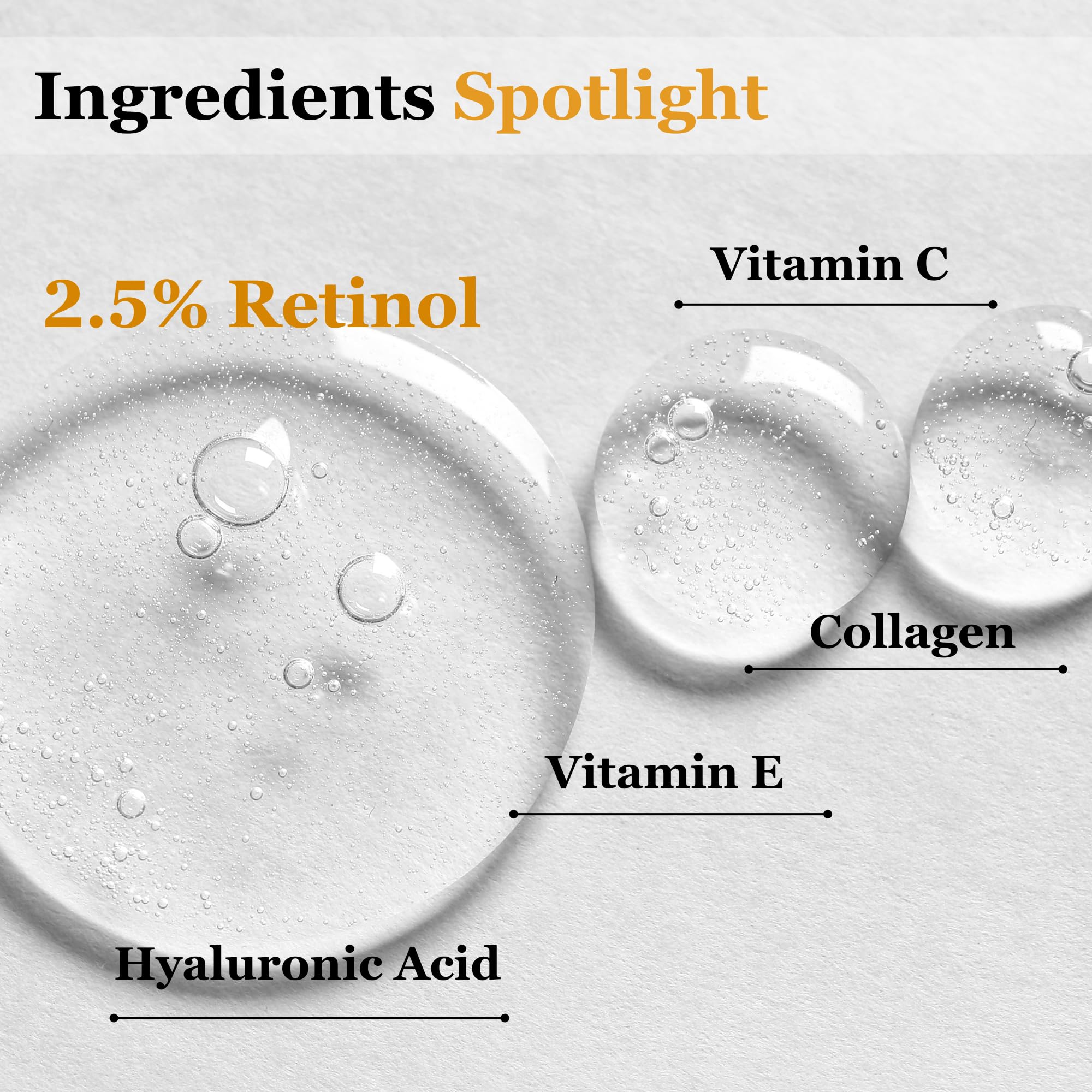 Retinol Serum for Face 2.5% Resurfacing Serum With Hyaluronic Acid, Vit C, E | Serum for Anti Aging, Anti Wrinkles Serm, Dark Sp