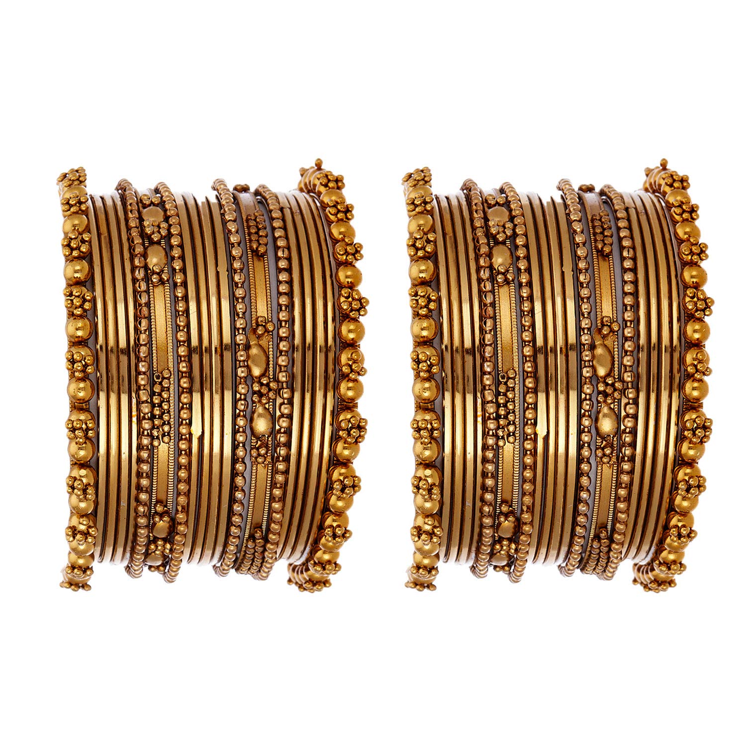 ZENEME Jewellery Traditional Gold Plated Oxidized Bracelet Bangles Set for Girls and Women (Mehndi, 2.6)