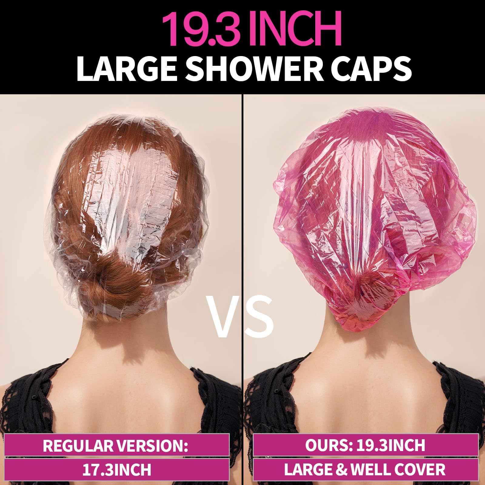 Leobro Disposable Shower Caps, 100Pcs Large Shower Caps, Shower Caps For Women Disposable, Thick Plastic Hair Caps Plastic Showe