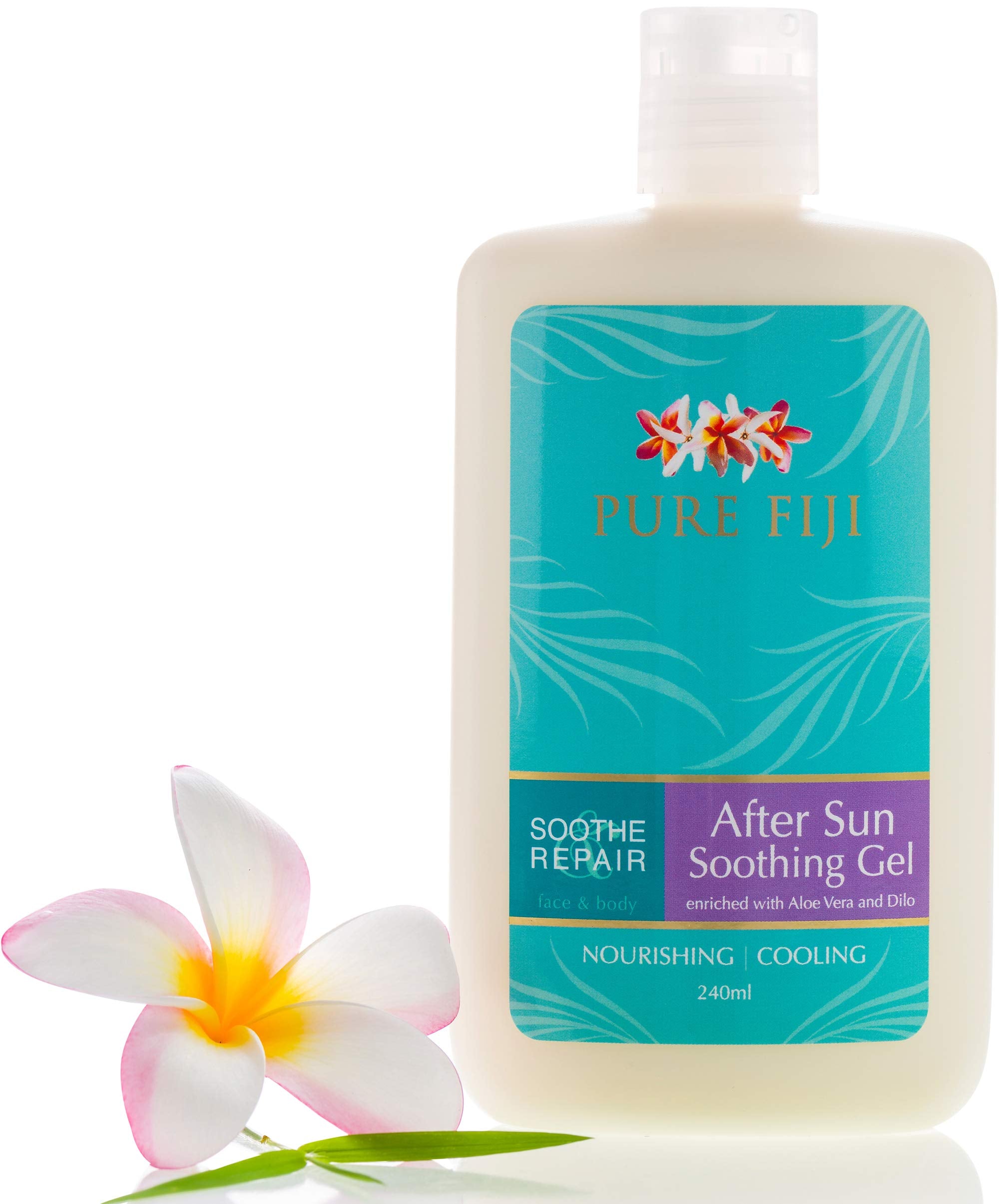 PURE FIJI Soothing After Sun Gel with Aloe Vera and Dilo Oil - Deeply Hydrating, Skin Nourishing After Sun Skin Care for Face, B