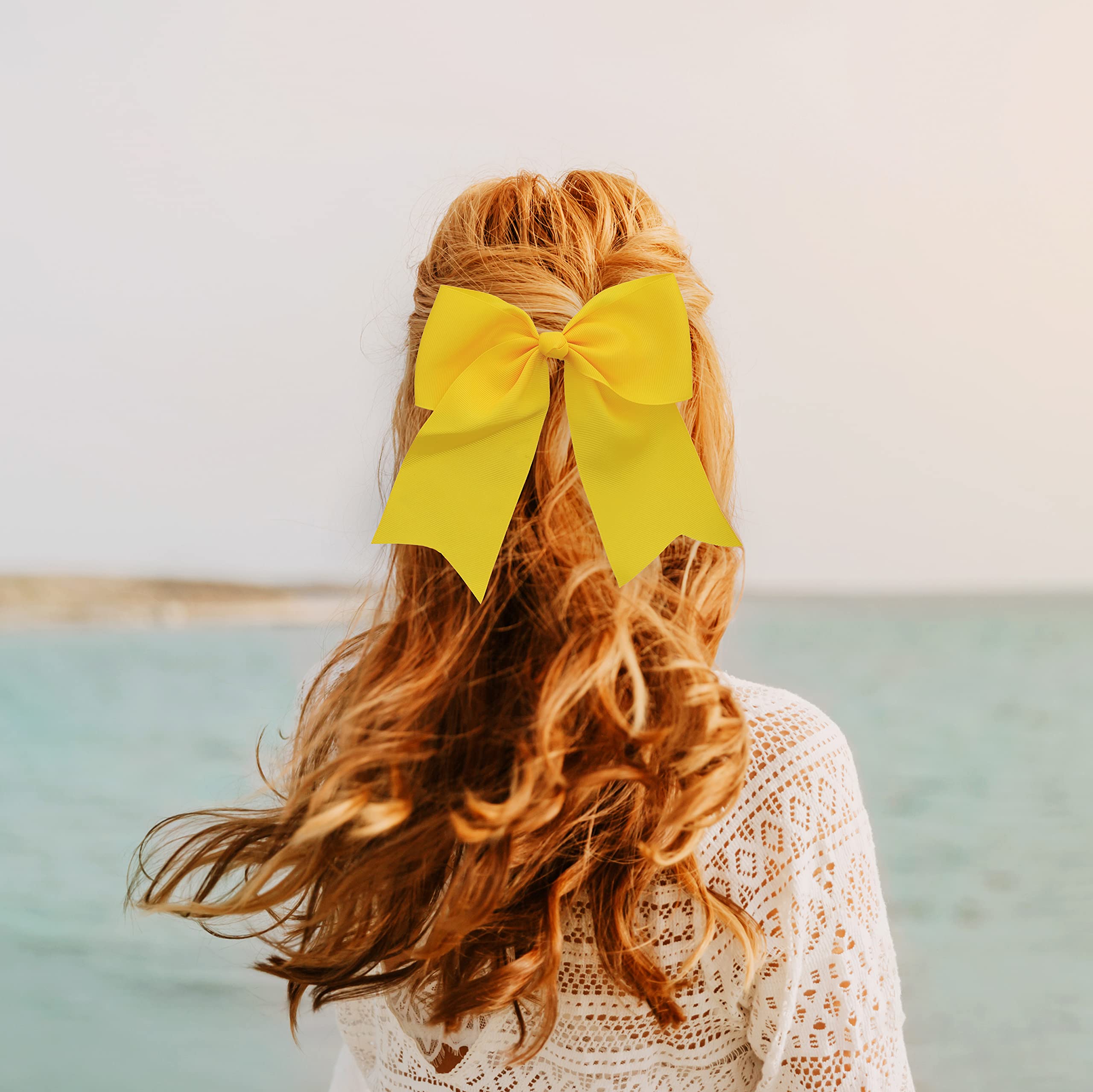 Yellow Jumbo Bow Clip With Tails