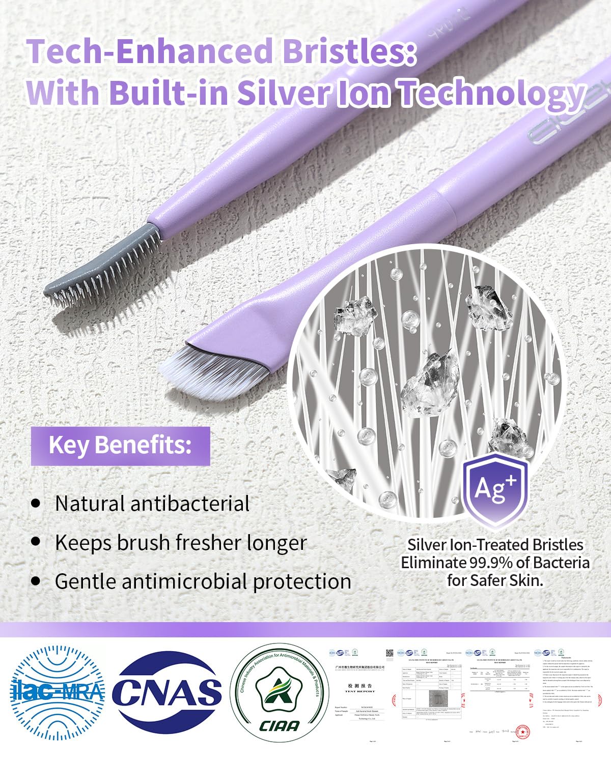 EIGSHOW Dual-Ended Eyebrow Brush with Silver Ion Bristles - Precision Brow Brush and Comb for Lining, Sculpting, Professional Ey