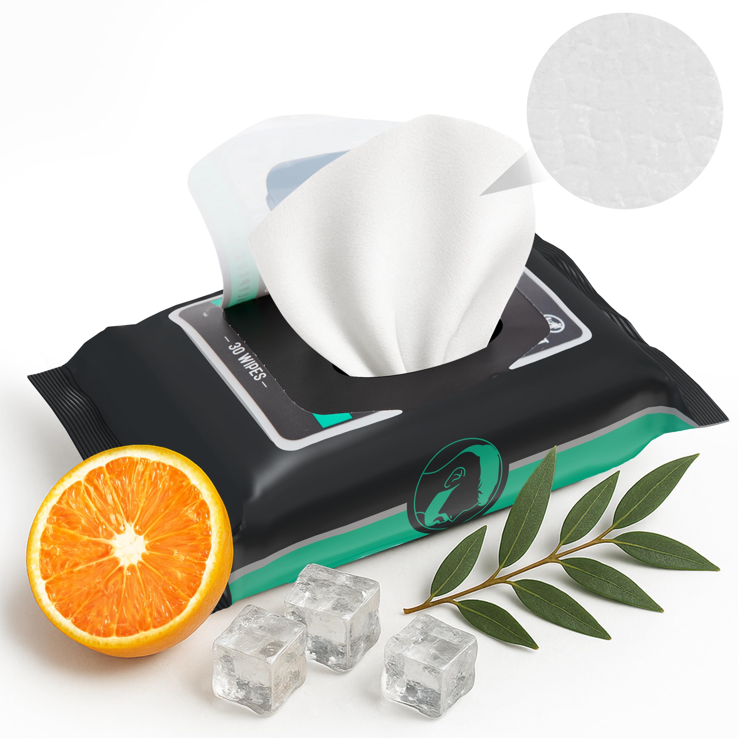 The Nobleman 4-Pack Face + Body Cleansing Wipes: 4 Post Workout Packs with Eucalyptus and Vitamin C (120 Ct.)