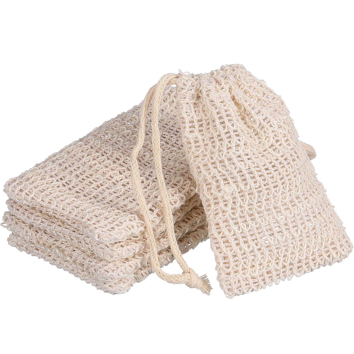 Bbto 5 Pieces Soap Saver Bag Natural Sisal Exfoliating Soap Pouch For Foaming And Drying The Soap Bars Shower Soap Bag (Beige, 9