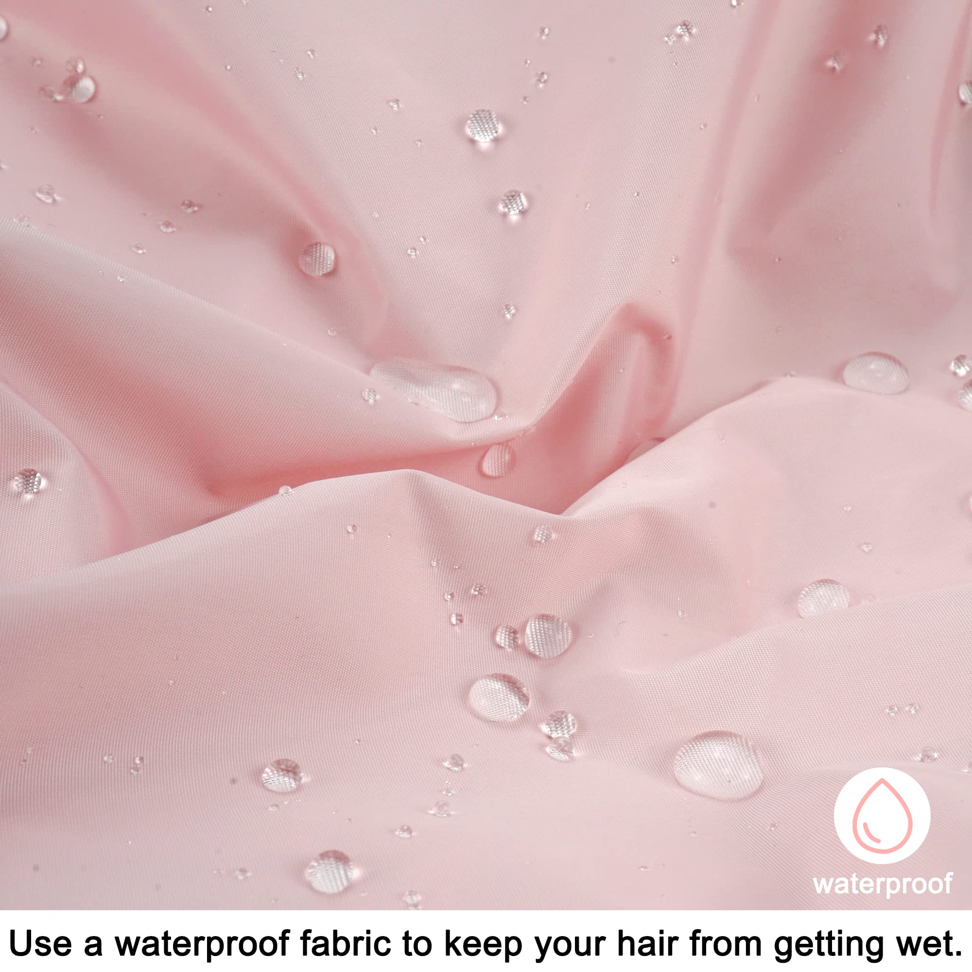 Reusable Shower Cap For Women, Large Waterproof Shower Bonnet Washable Elastic Band Bath Hair Hat For Long Hair, Braids(Pink&Bla