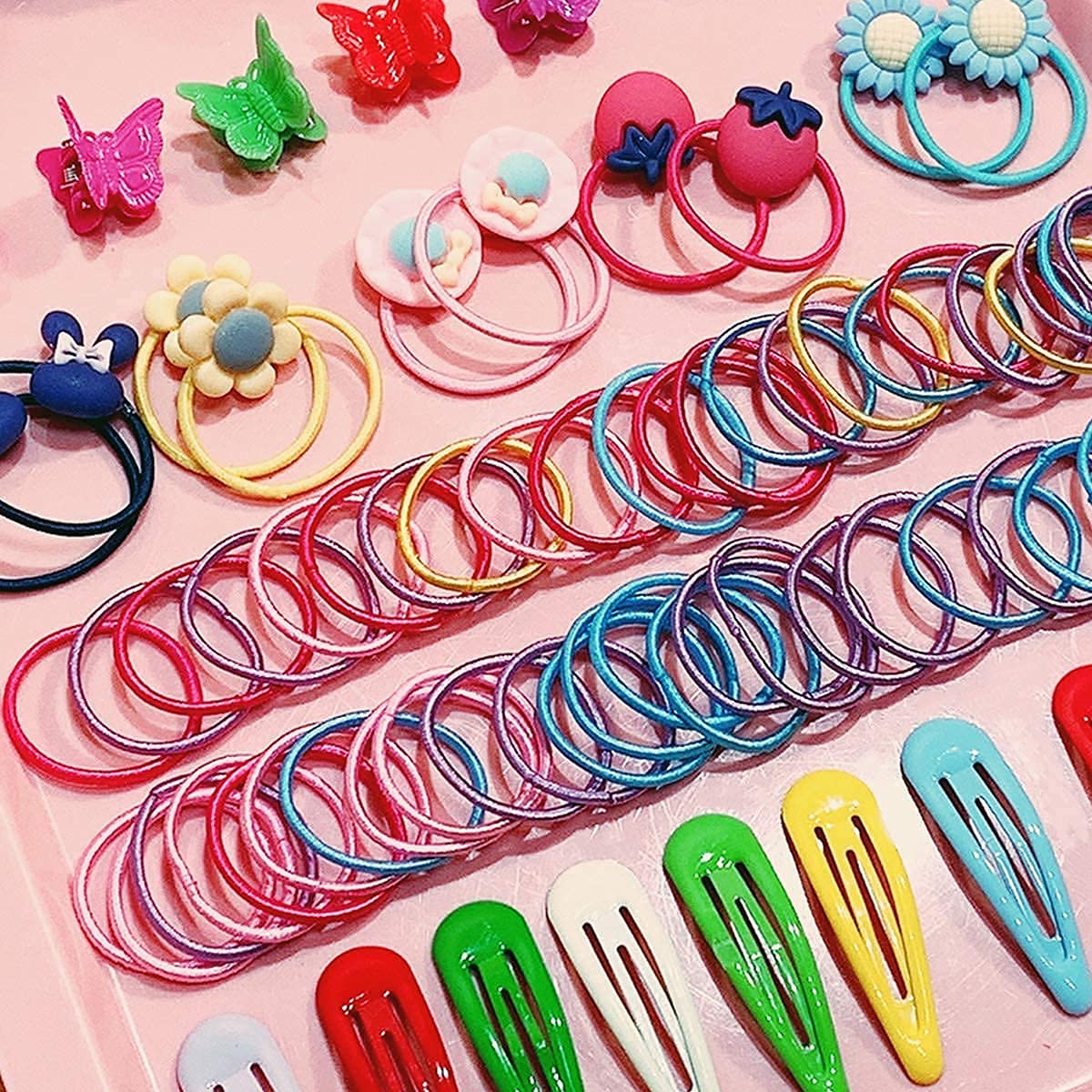 Yanrong Elastic Hair Ties And Scrunchies Set - Ponytail Holders, Hair Ropes For Girls, Women, Babies And Kids (82Pcs)