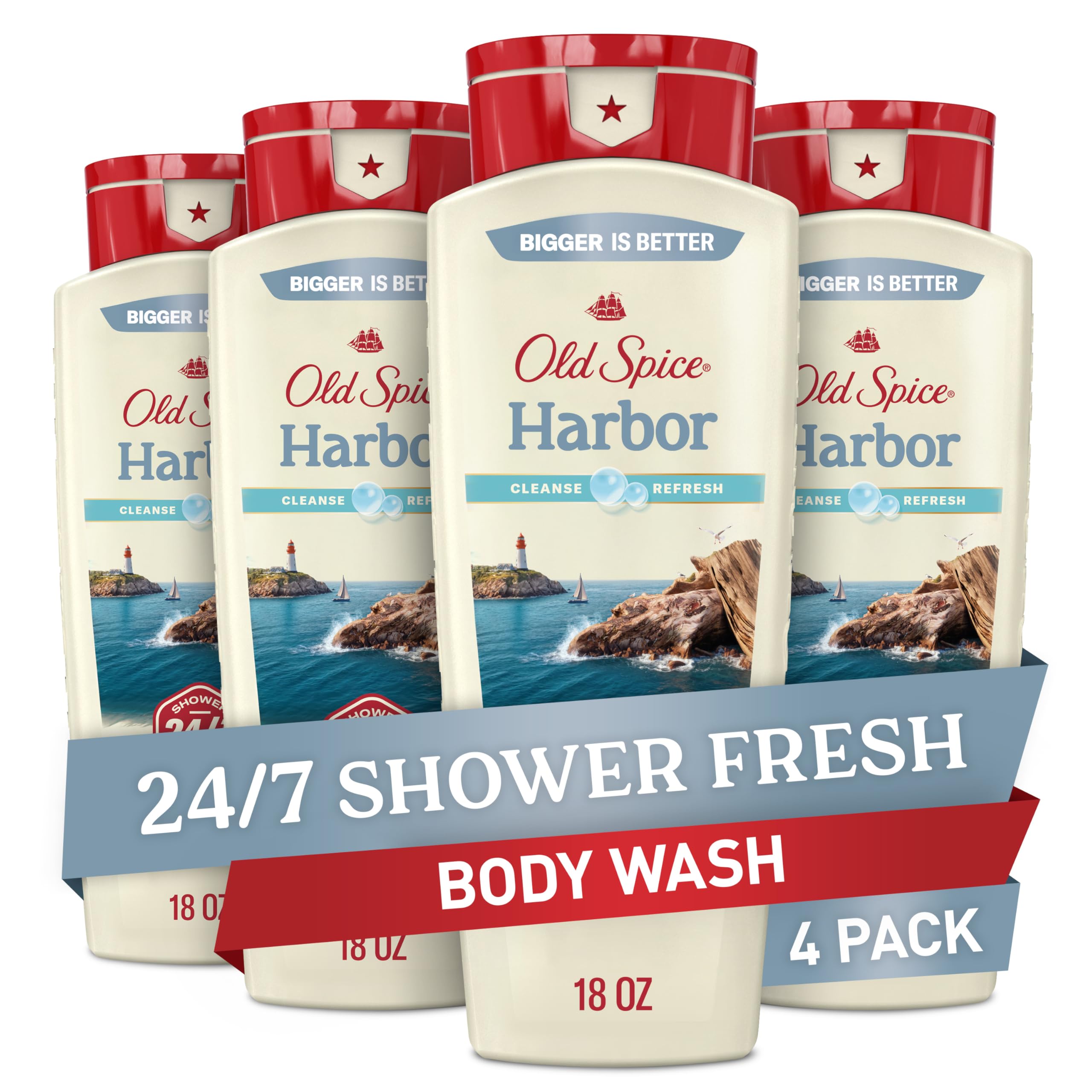 Old Spice Cleansing Body Wash for Men, 24/7 Shower Fresh with Lasting Scent, Cleanse & Refresh, Gentle on Skin, Vitamin B3, Harb