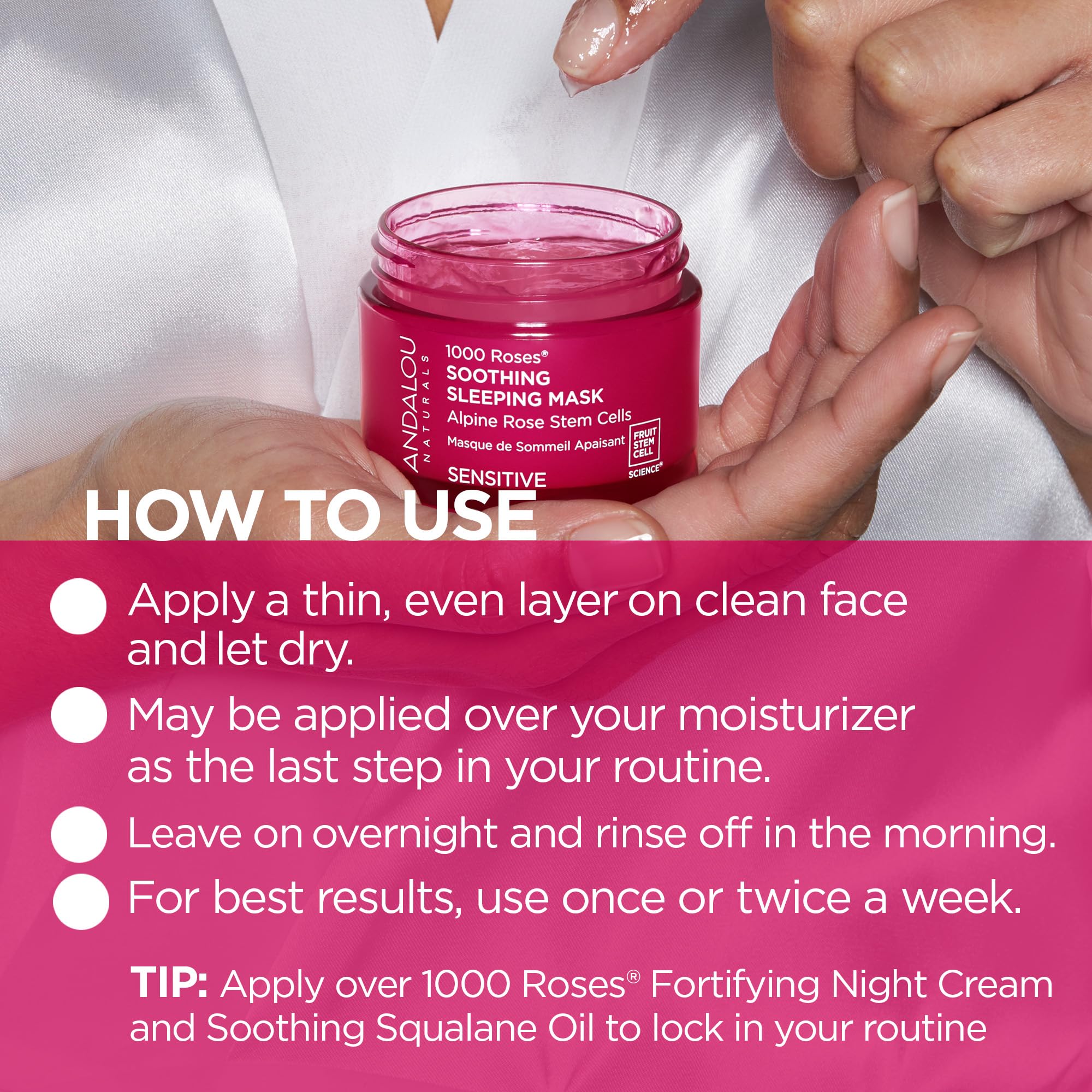 Andalou Naturals 1000 Roses Soothing Sleeping Mask, 1.7 Fz