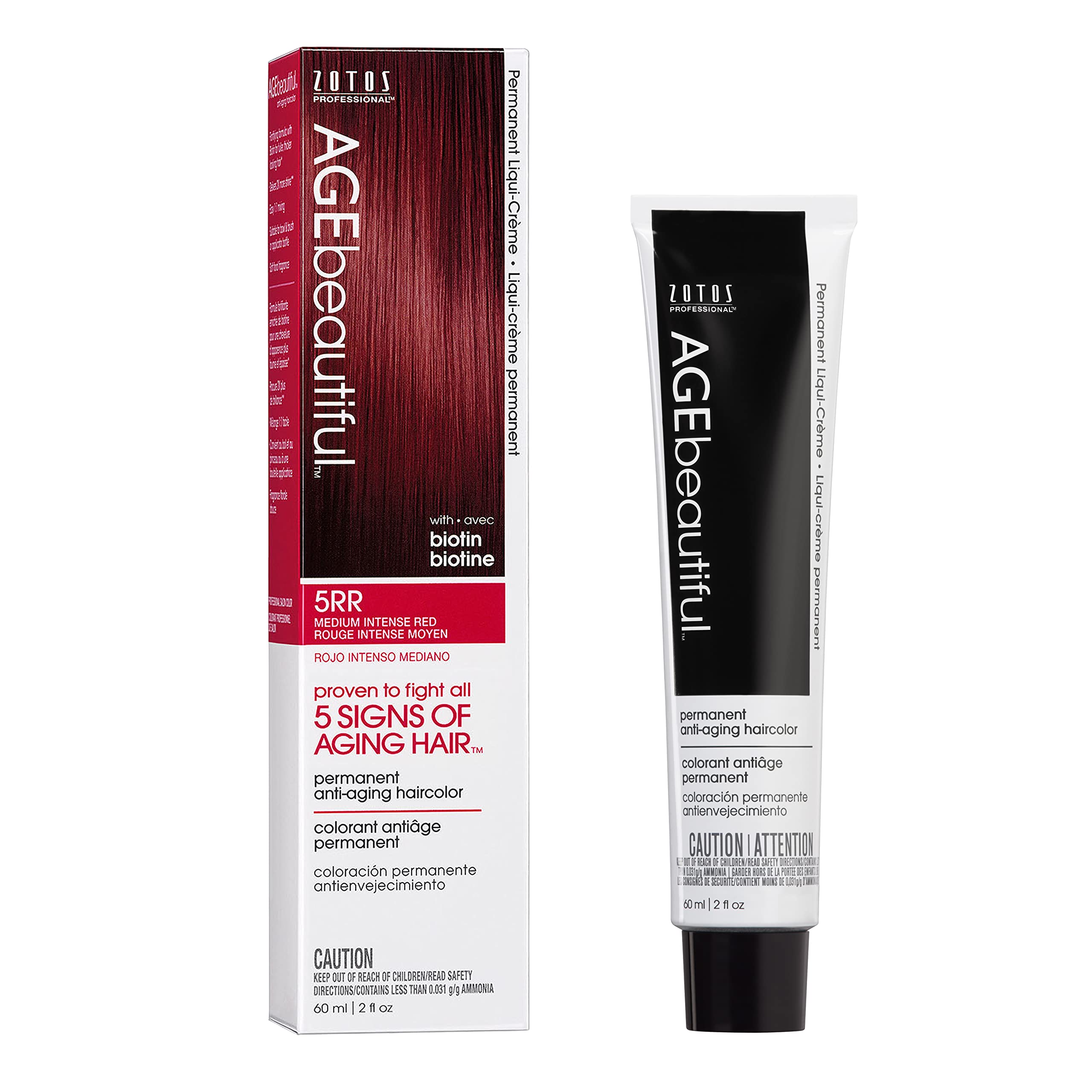 AGEbeautiful Permanent Liqui Creme Hair Color Dye | 100% Gray Coverage | Anti-Aging | Professional Salon Coloring | 5RR Medium I