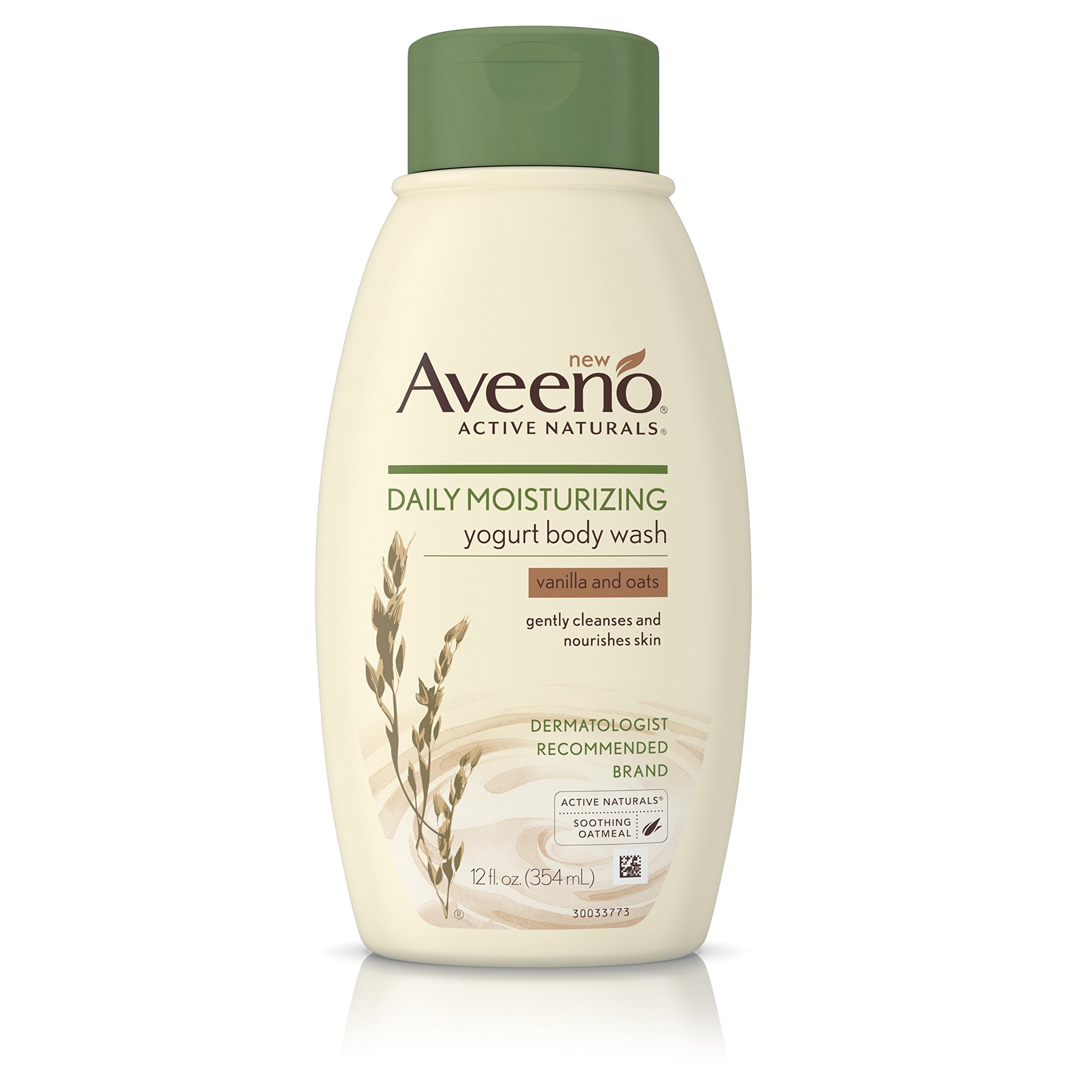 Aveeno Daily Moisturizing Yogurt Body Wash for Dry Skin with Soothing Oat & Vanilla Scent, Gentle Body Cleanser, 12 fl. oz (Pack