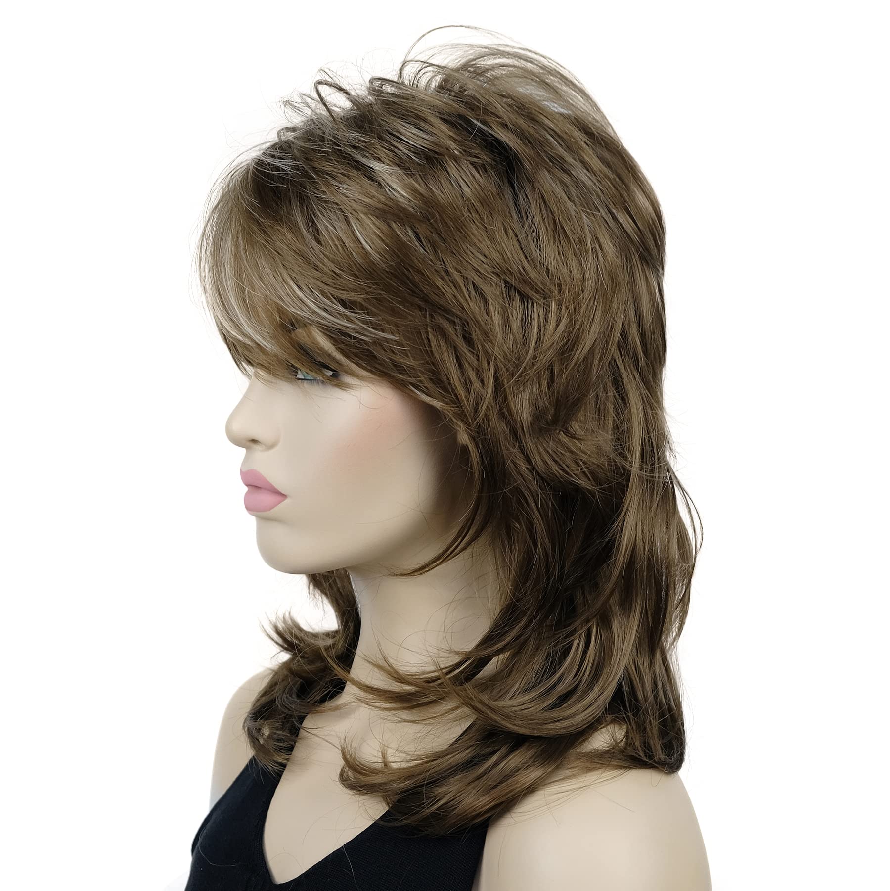 Lydell Long Soft Shaggy Layered Classic Cap Full Synthetic Wigs (12TT26 Brown Highlighted)