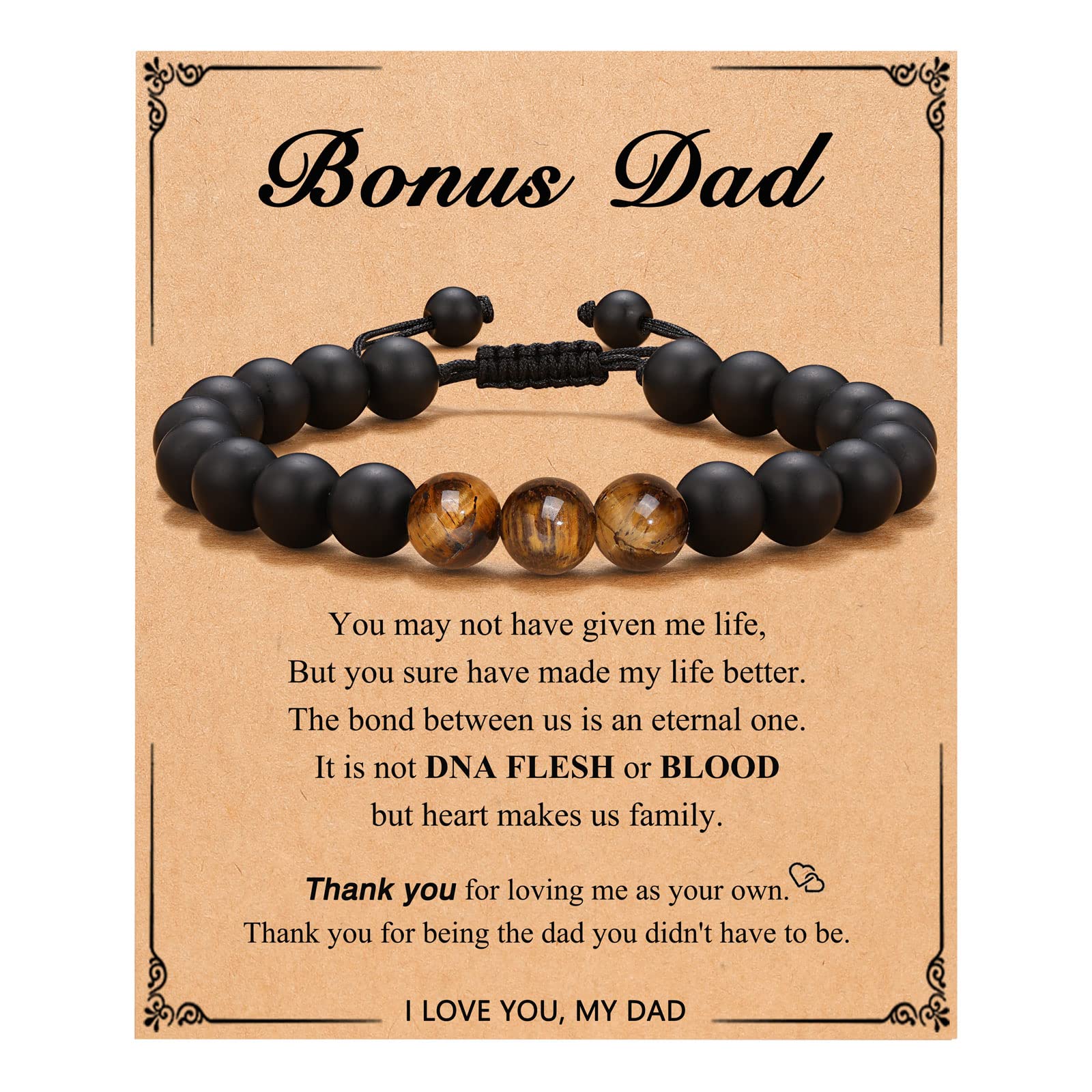 UNGENT THEM Step Dad Bonus Dad Fathers Day Gifts, Valentines Day Christmas Birthday Gifts for Stepdad Stepped Up Dad Bracelet f
