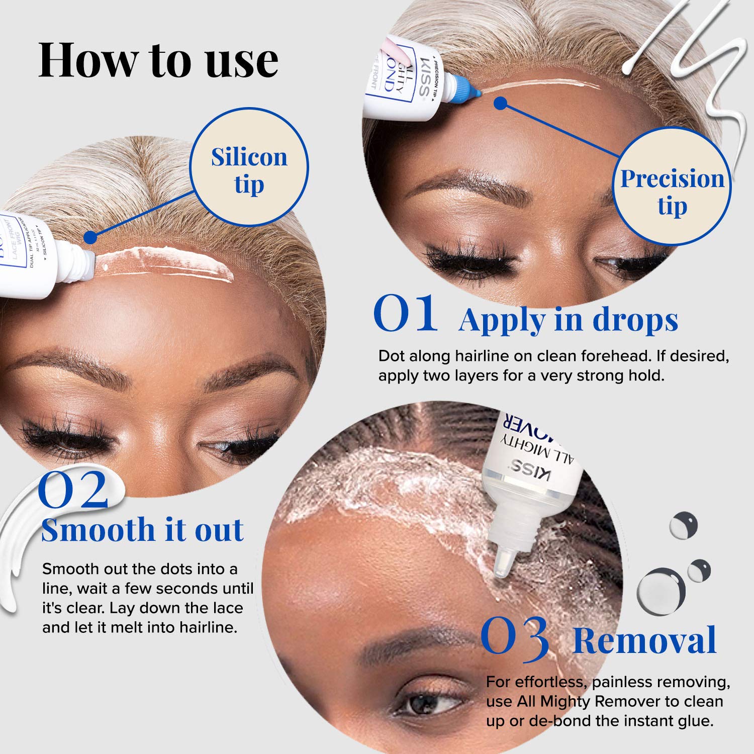 Red By Kiss All Mighty Bond Lace Front Wig Glue & Remover Set, Dual Tip Applicator, Instant Dry, Water Resistant, Strong Hold Fo