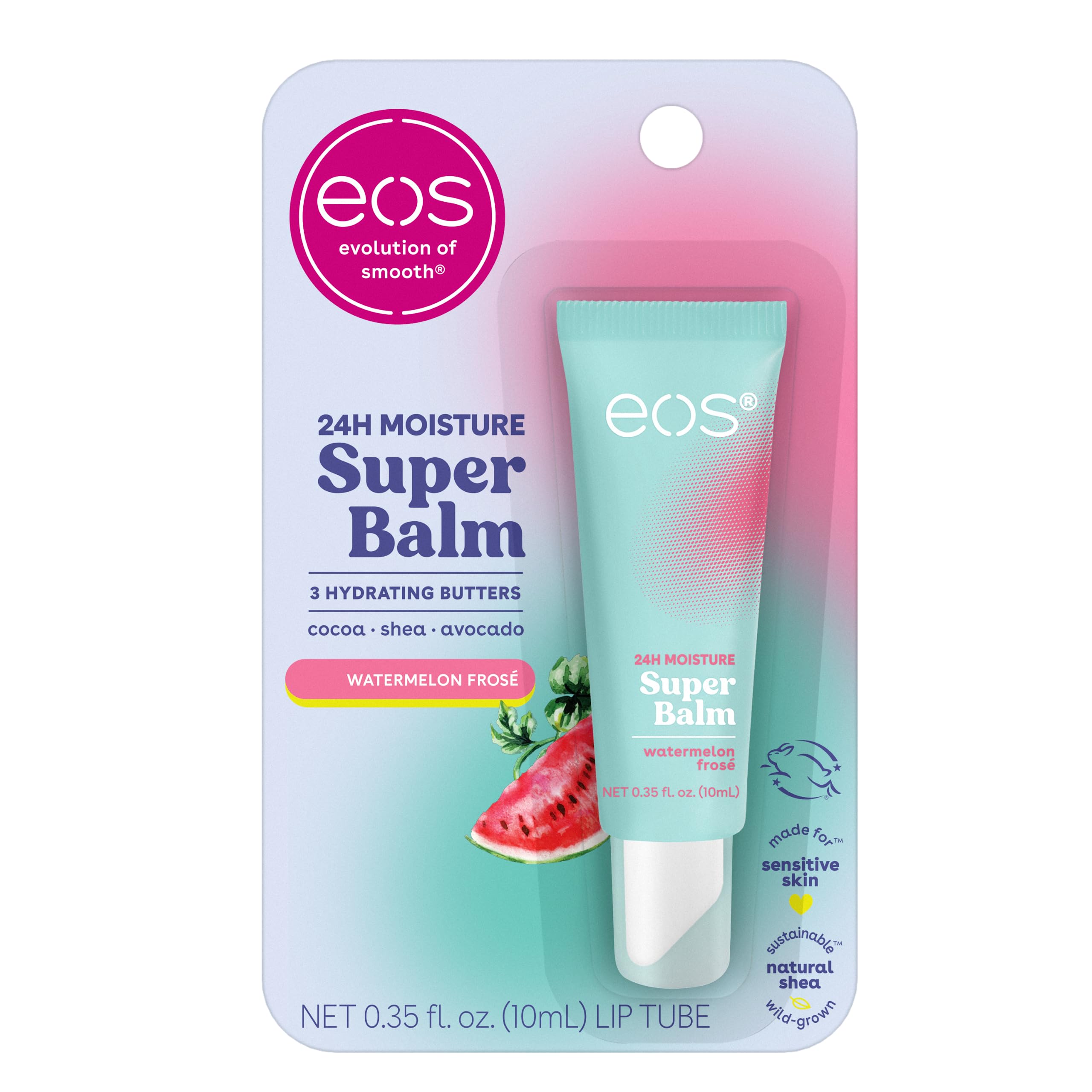 Eos 24H Moisture Super Balm- Watermelon Fros  , Lip Mask, Day Or Night Lip Treatment, Made For Sensitive Skin, 0.35 Fl Oz