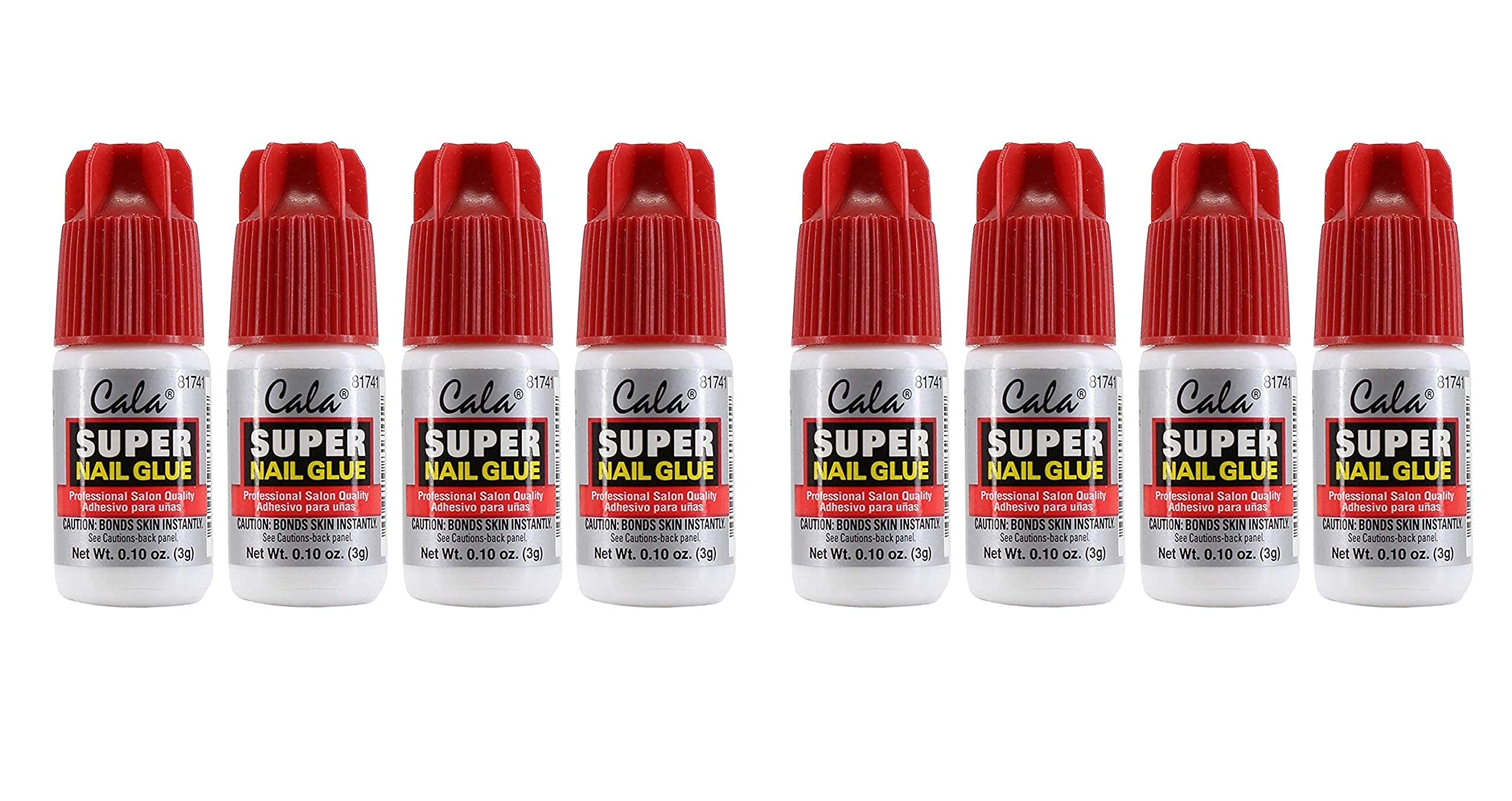 Cala Super Nail Glue Professional Salon Quality | Quick and Strong Nail Liquid Adhesive (8 Bottles)